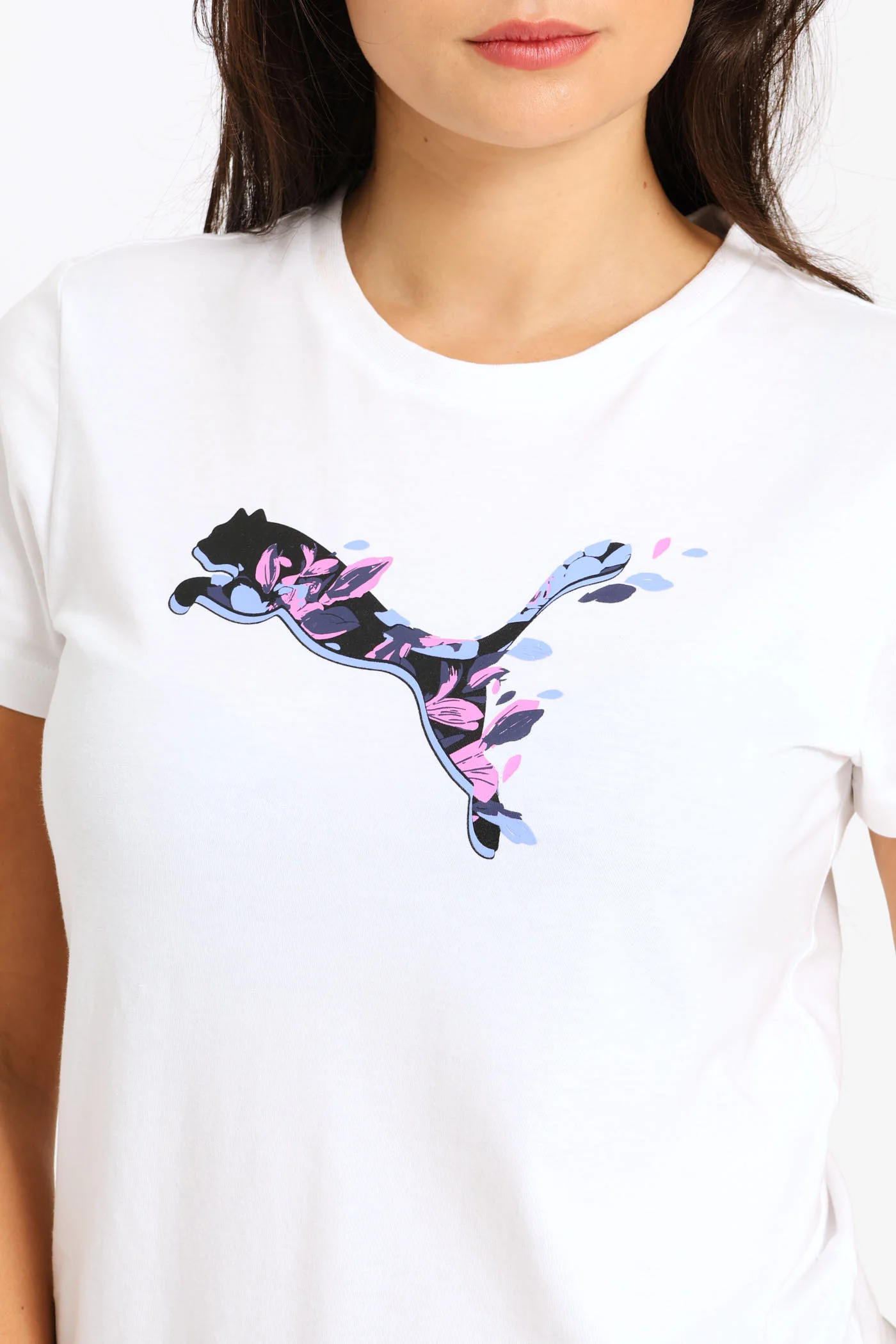 Floral Cat Graphics Tee - White - Image 2
