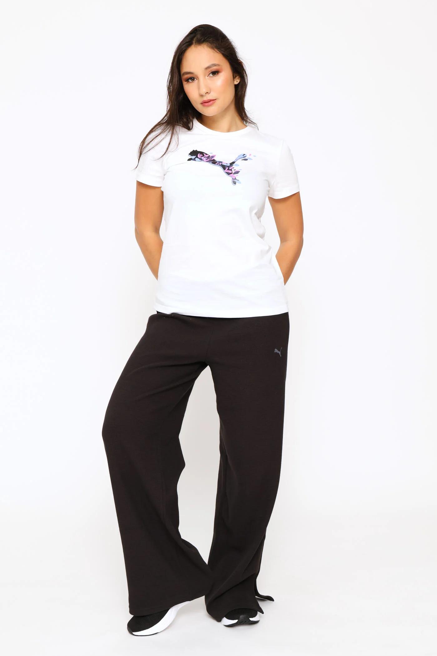 Floral Cat Graphics Tee - White - Image 4