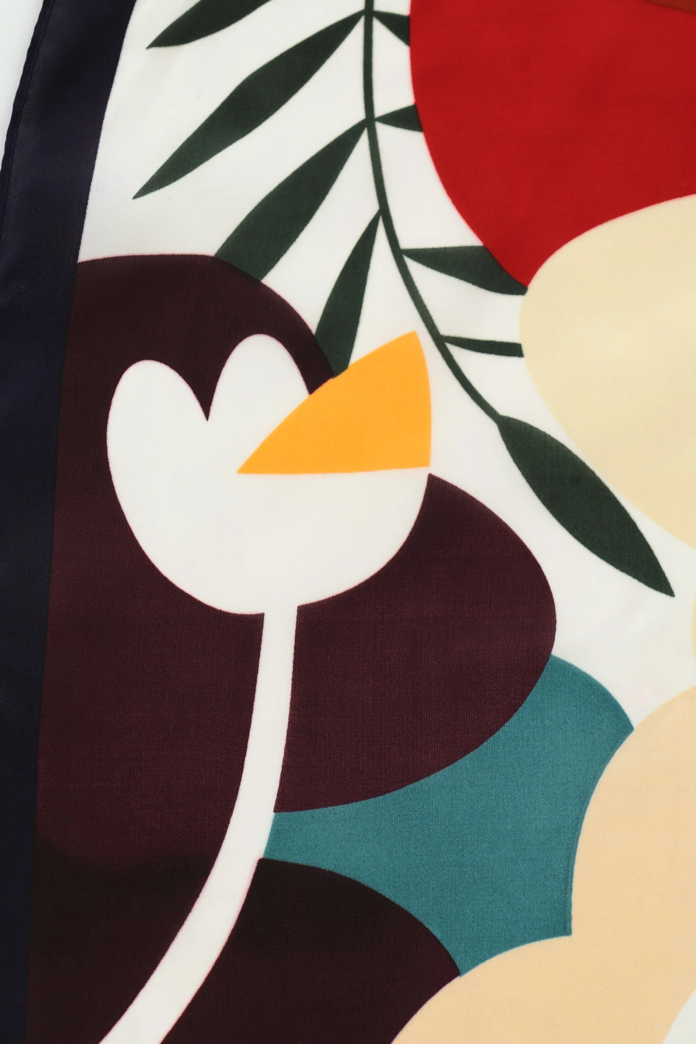 Floral Colourblock Satin Feel Scarf - Black - Image 4