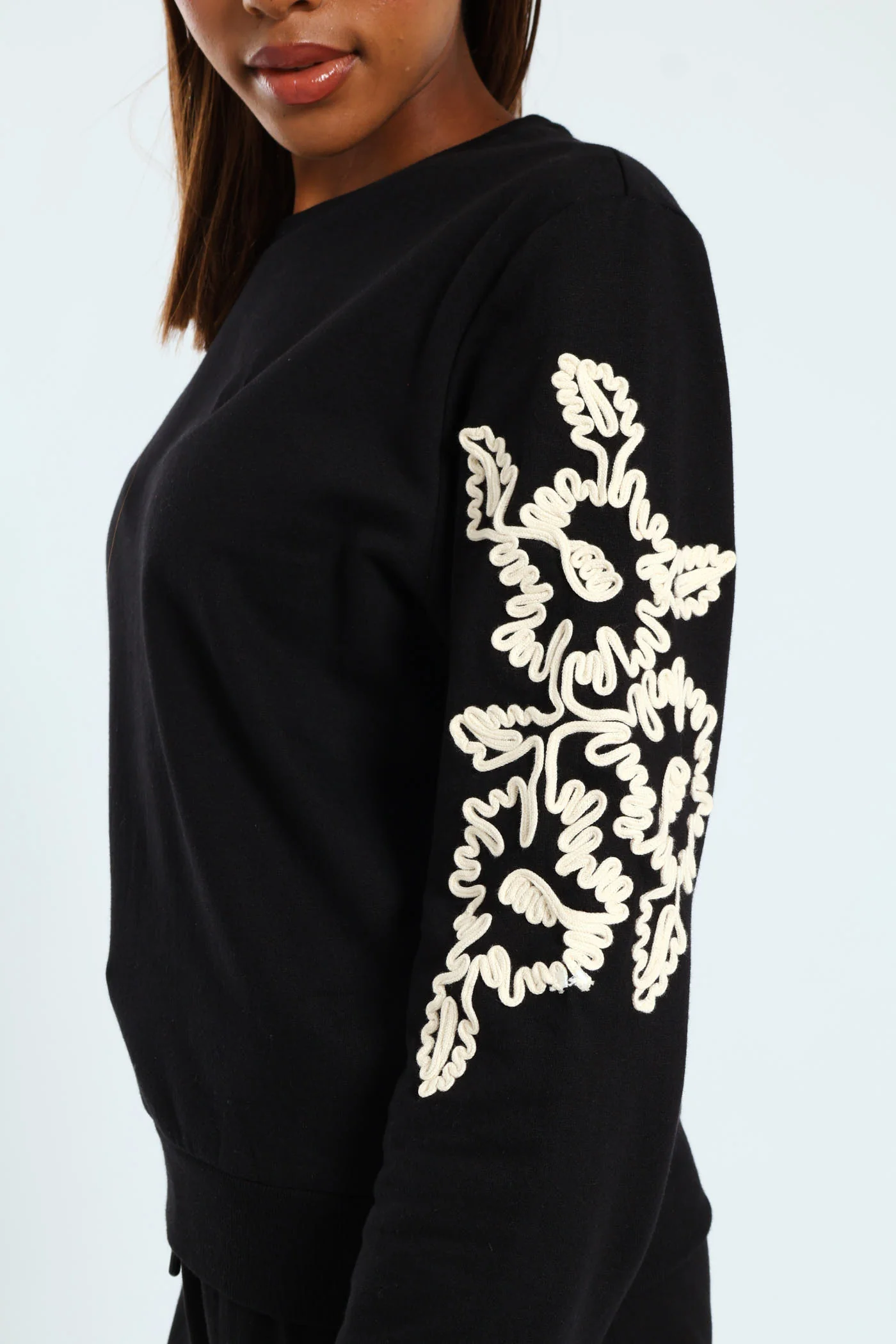 Floral Cornelli Long Sleeve Pullover - Black - Image 2