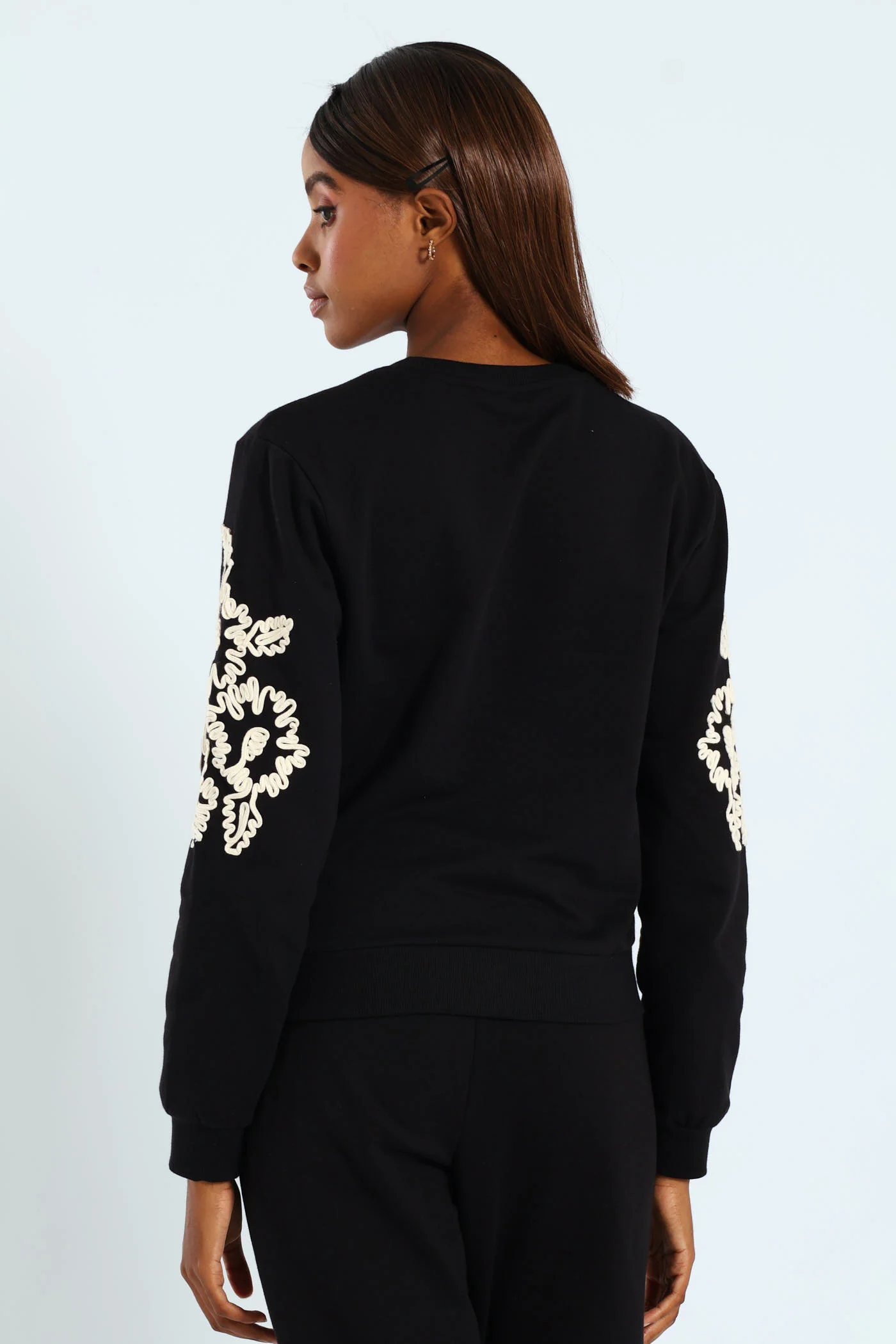Floral Cornelli Long Sleeve Pullover - Black - Image 3