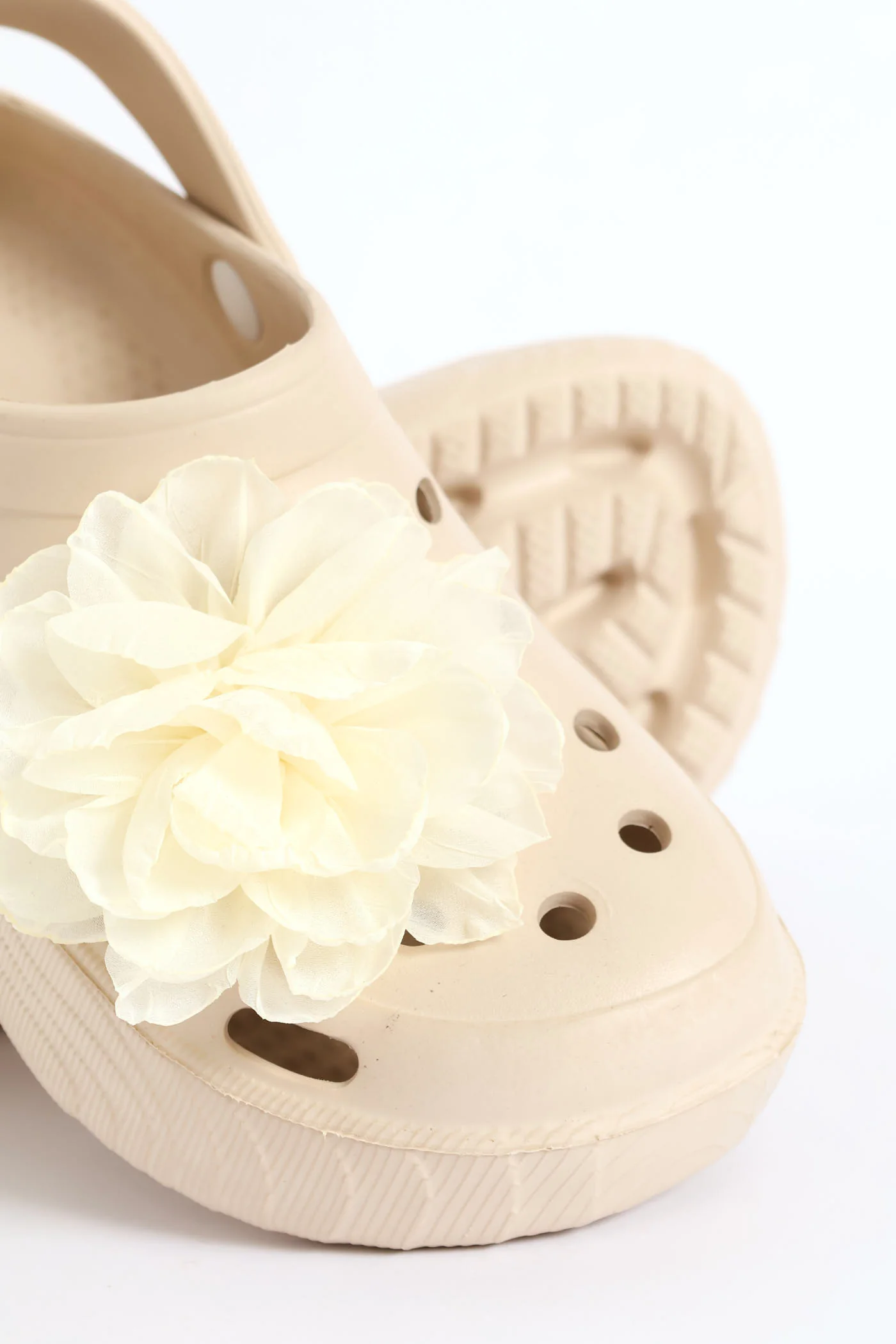 Floral Detail Bumper Clog - Stone - Image 2