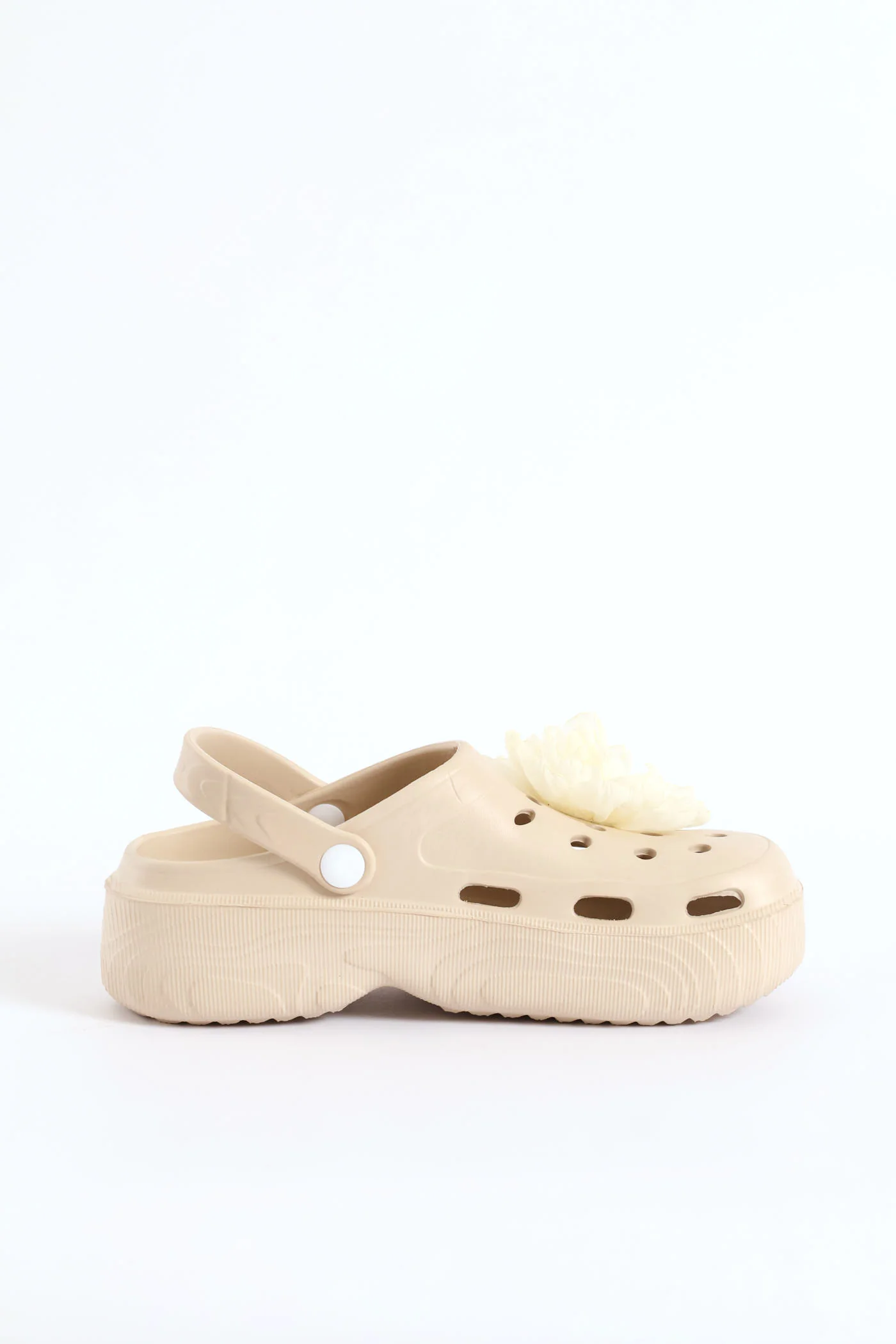 Floral Detail Bumper Clog - Stone - Image 3
