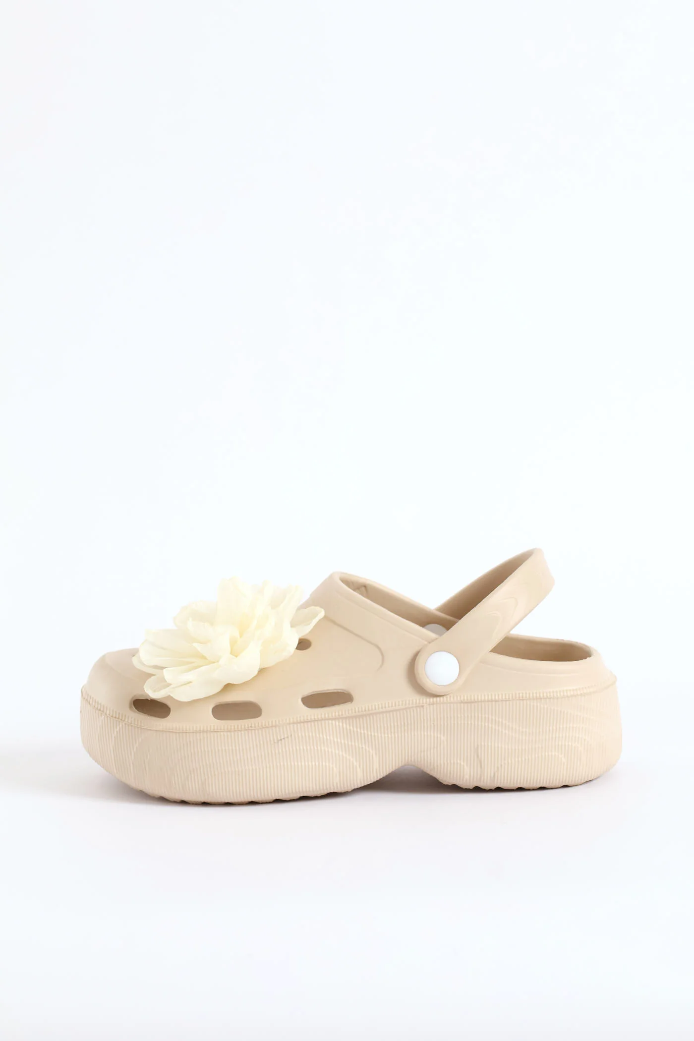 Floral Detail Bumper Clog - Stone - Image 4