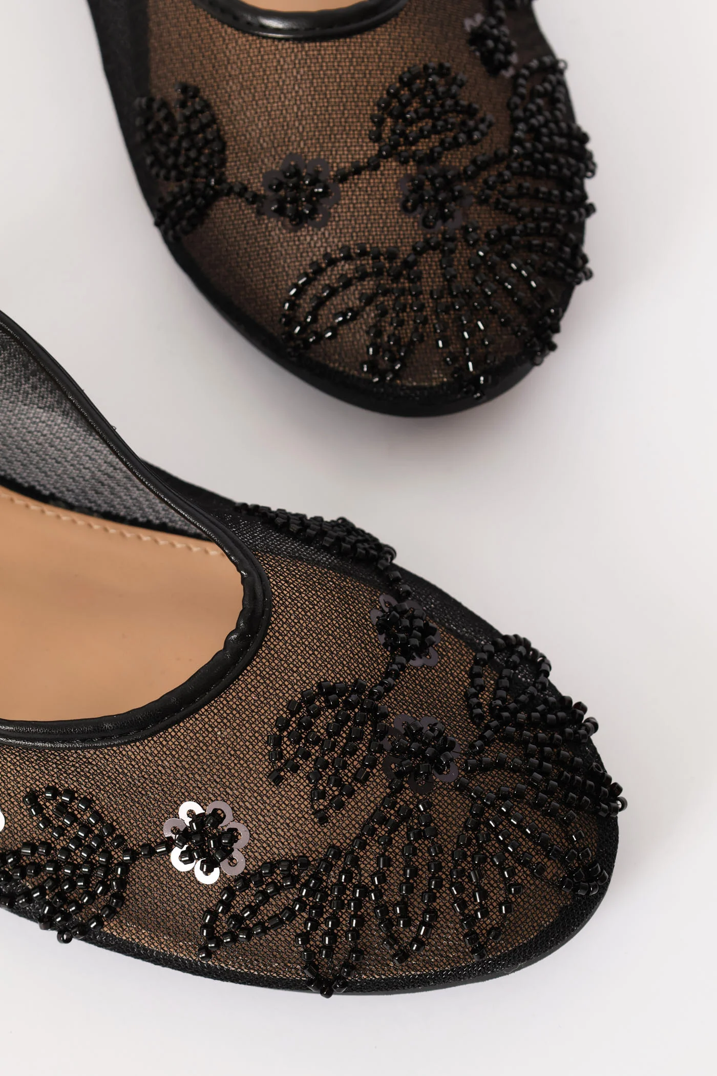 Floral Detail Mesh Pump - Black - Image 3