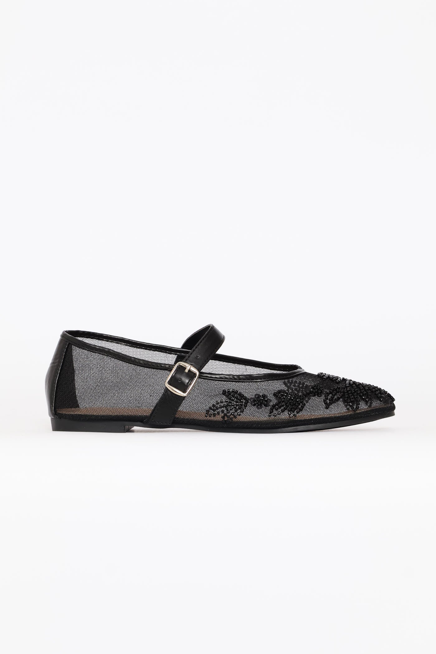 Floral Detail Mesh Pump - Black - Image 4