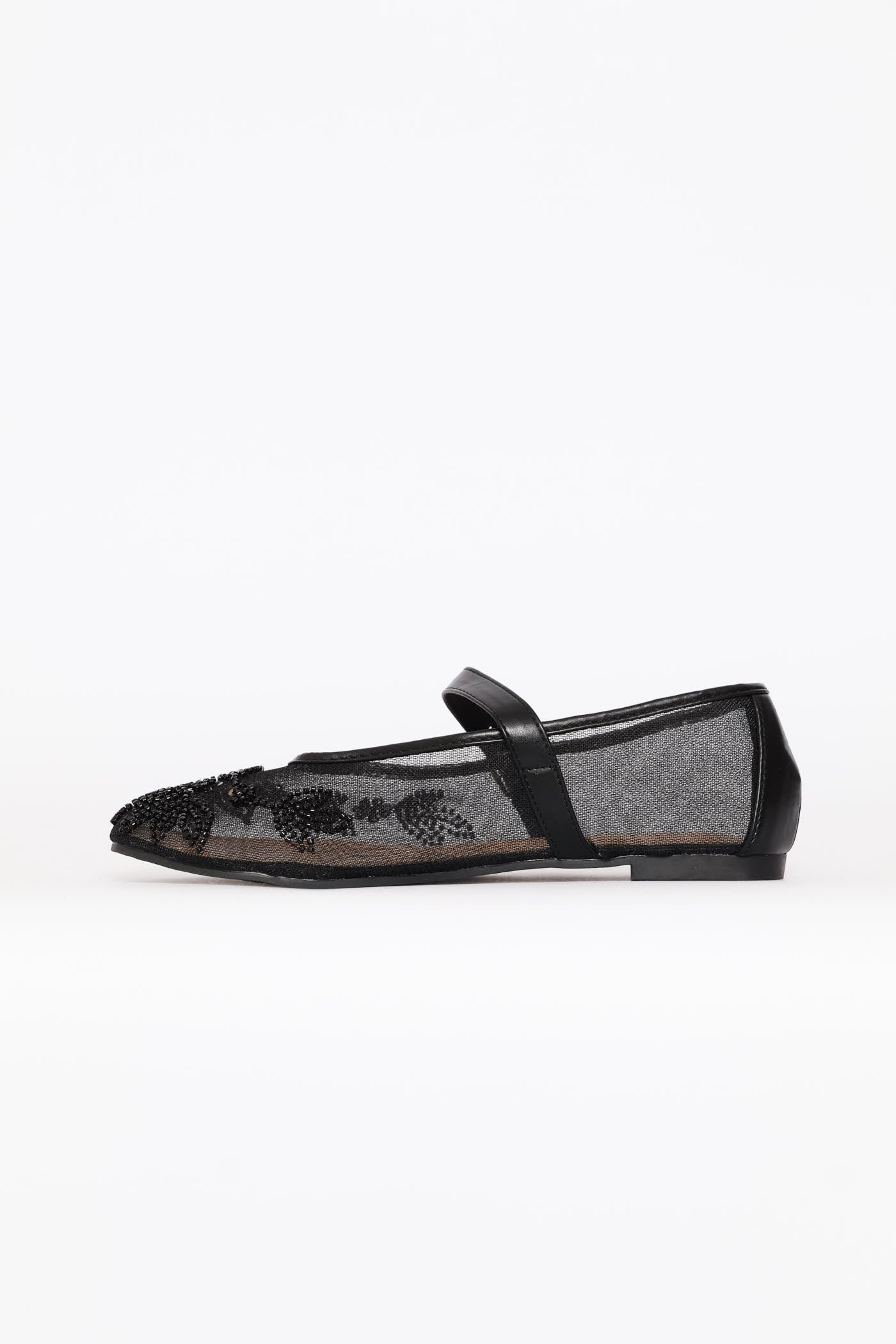 Floral Detail Mesh Pump - Black - Image 5