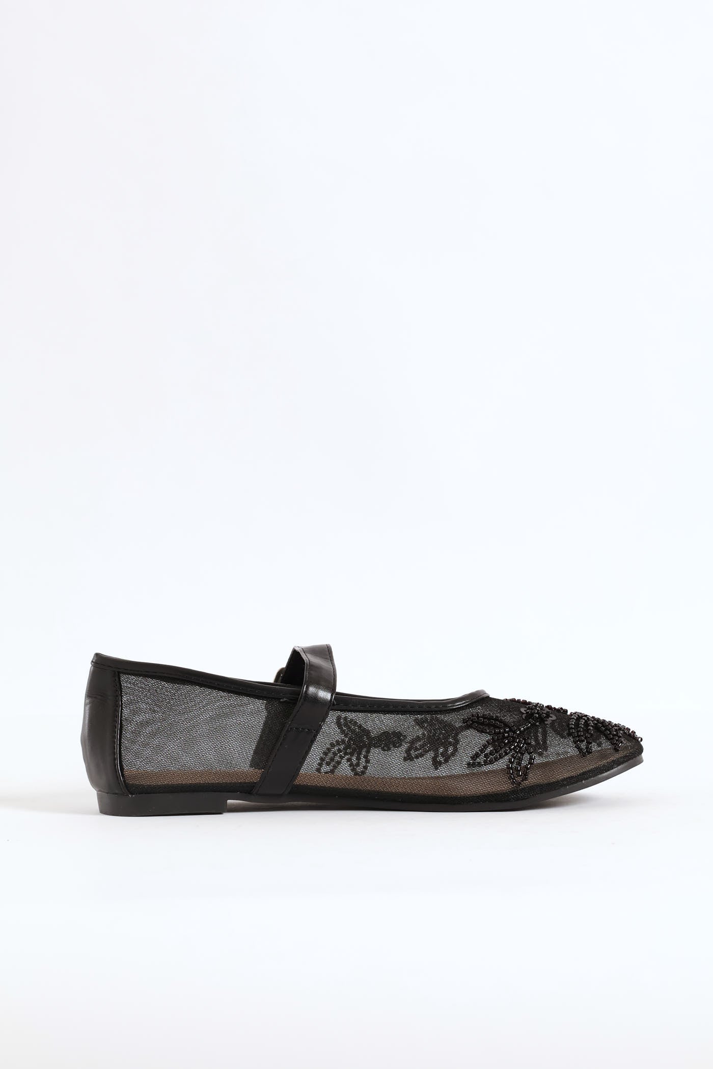 Floral Detail Mesh Pump - Black - Image 7