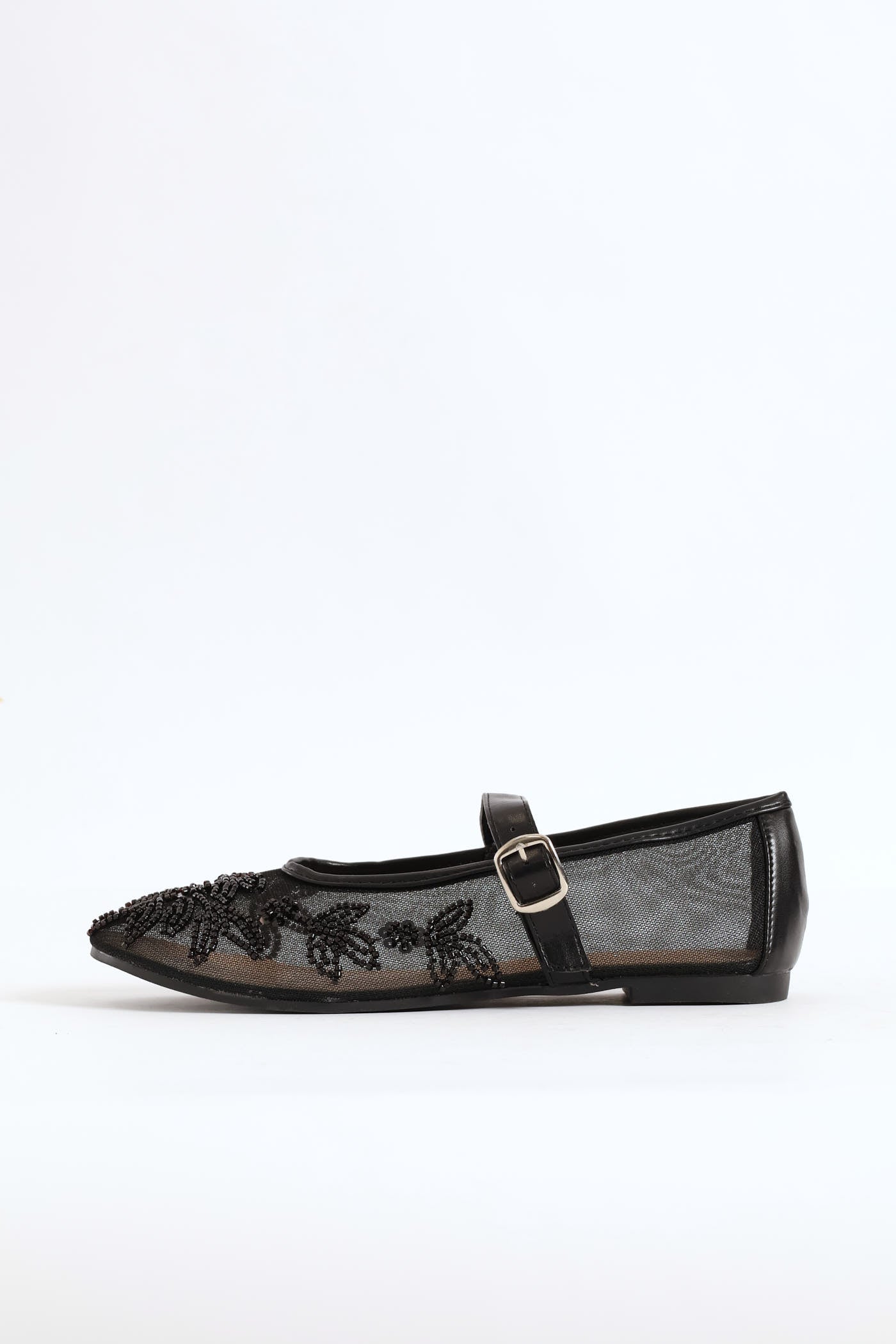 Floral Detail Mesh Pump - Black - Image 9