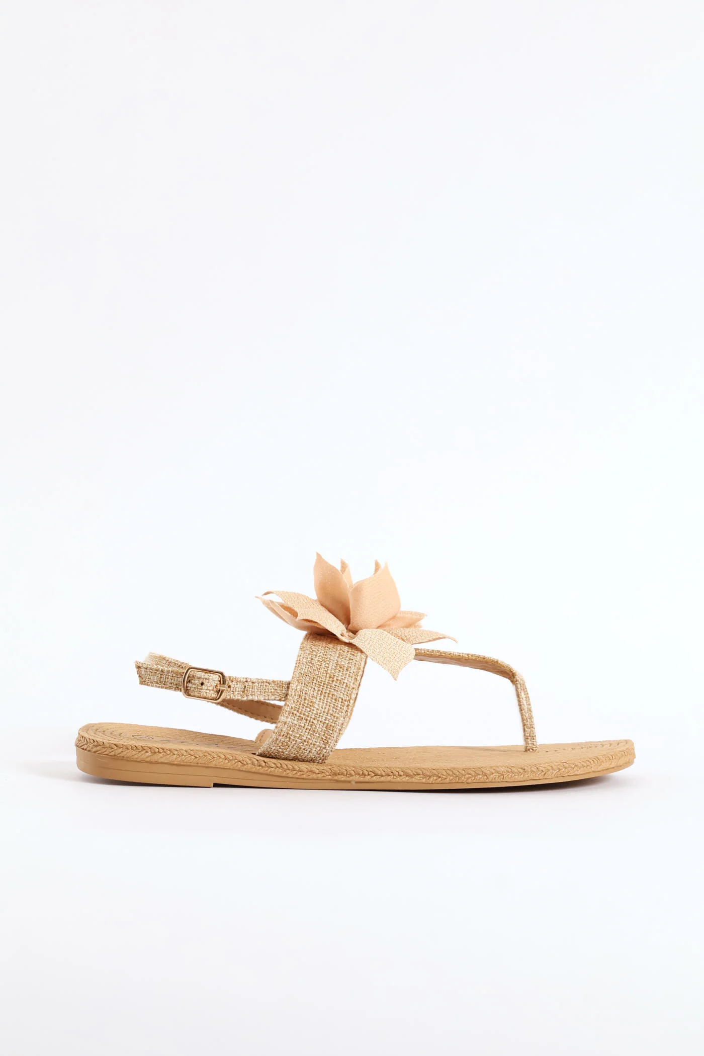 Floral Detail Slingback Thong Sandal - Gold - Image 3