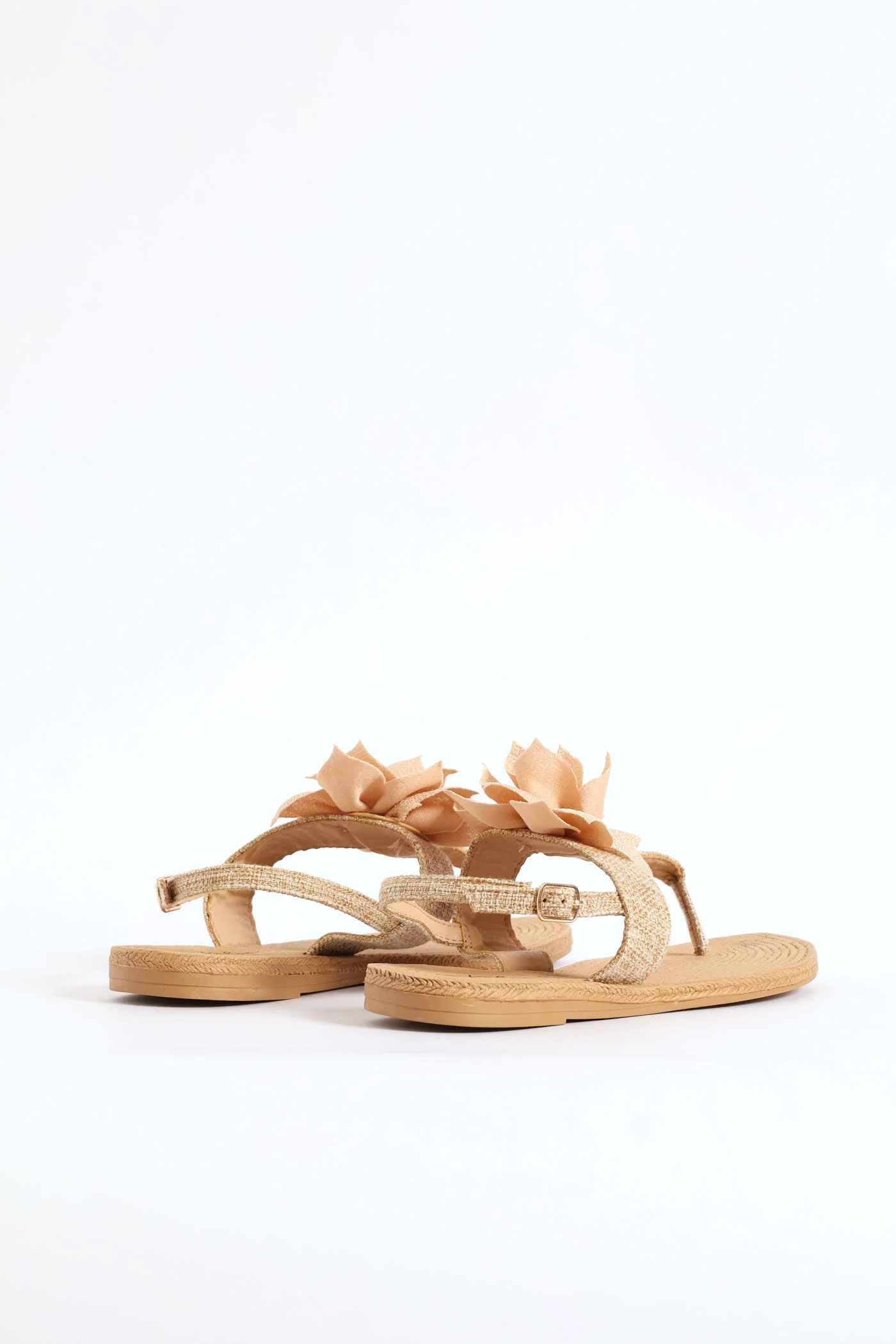 Floral Detail Slingback Thong Sandal - Gold - Image 5