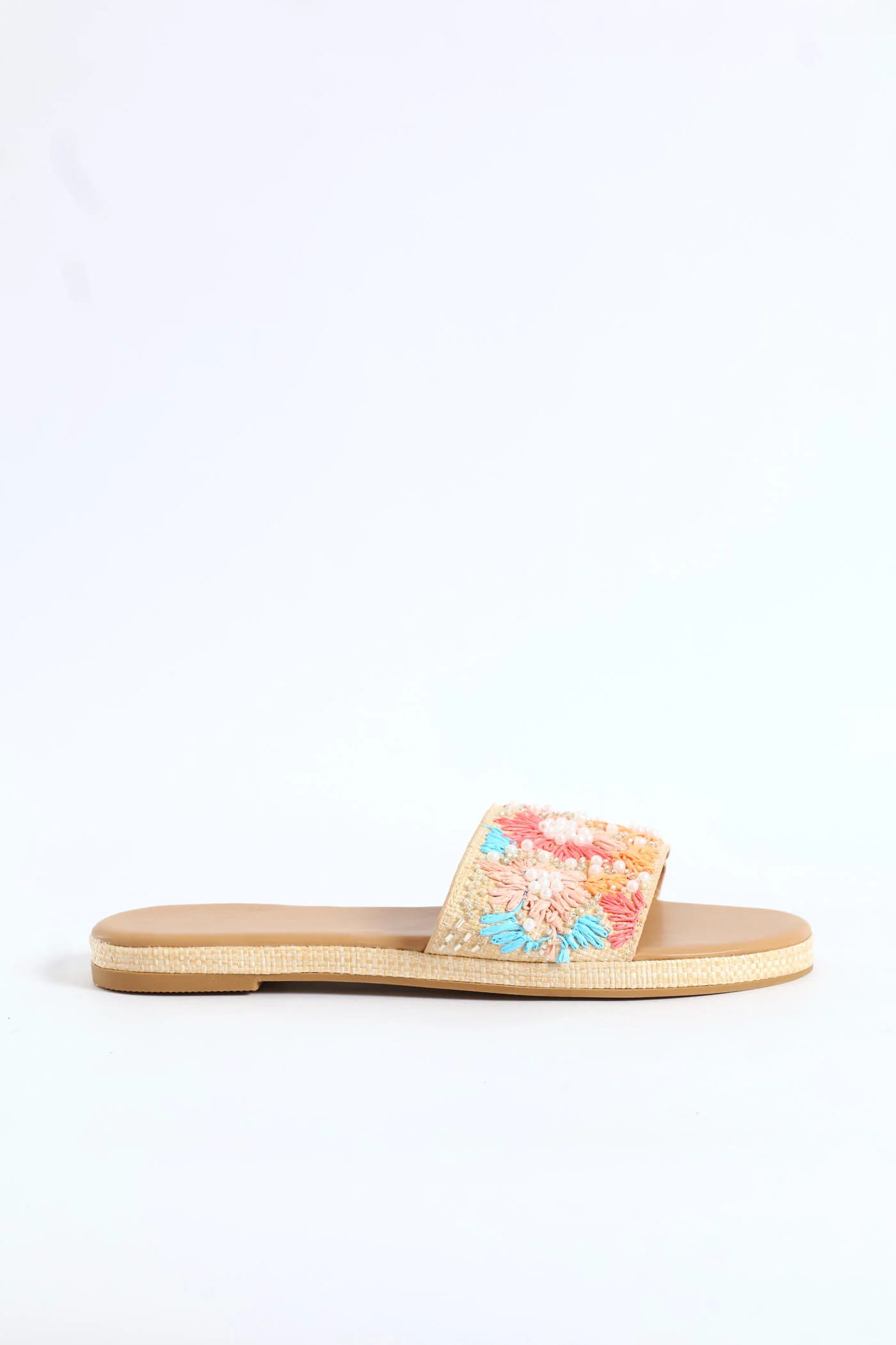 Floral Embroidered Single Band Mule Sandal - Multi - Image 4