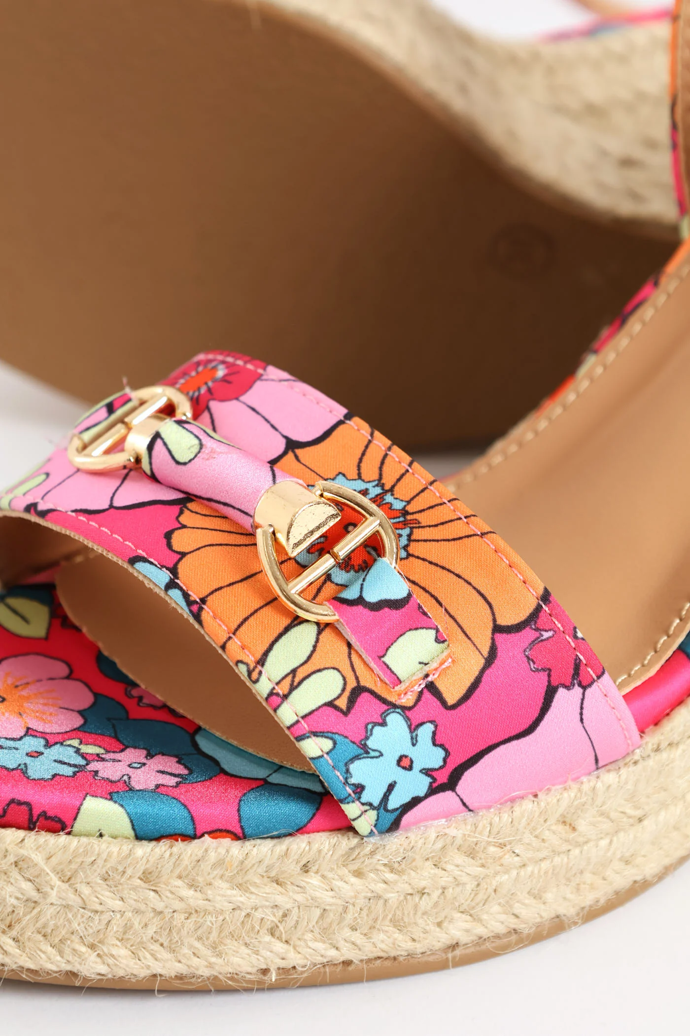 Floral Espadrille Wedge Heel - Pink - Image 2