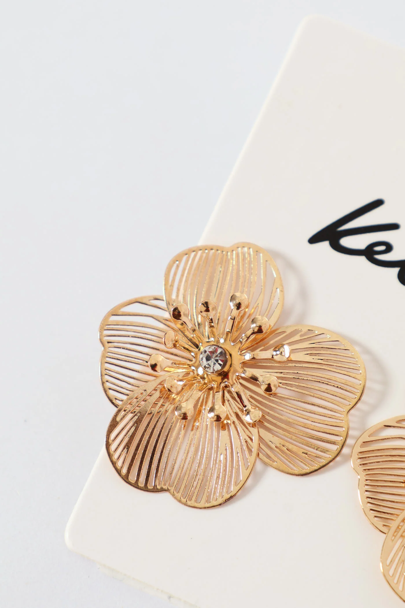 Floral Fashion Stud Earrings - Gold - Image 2