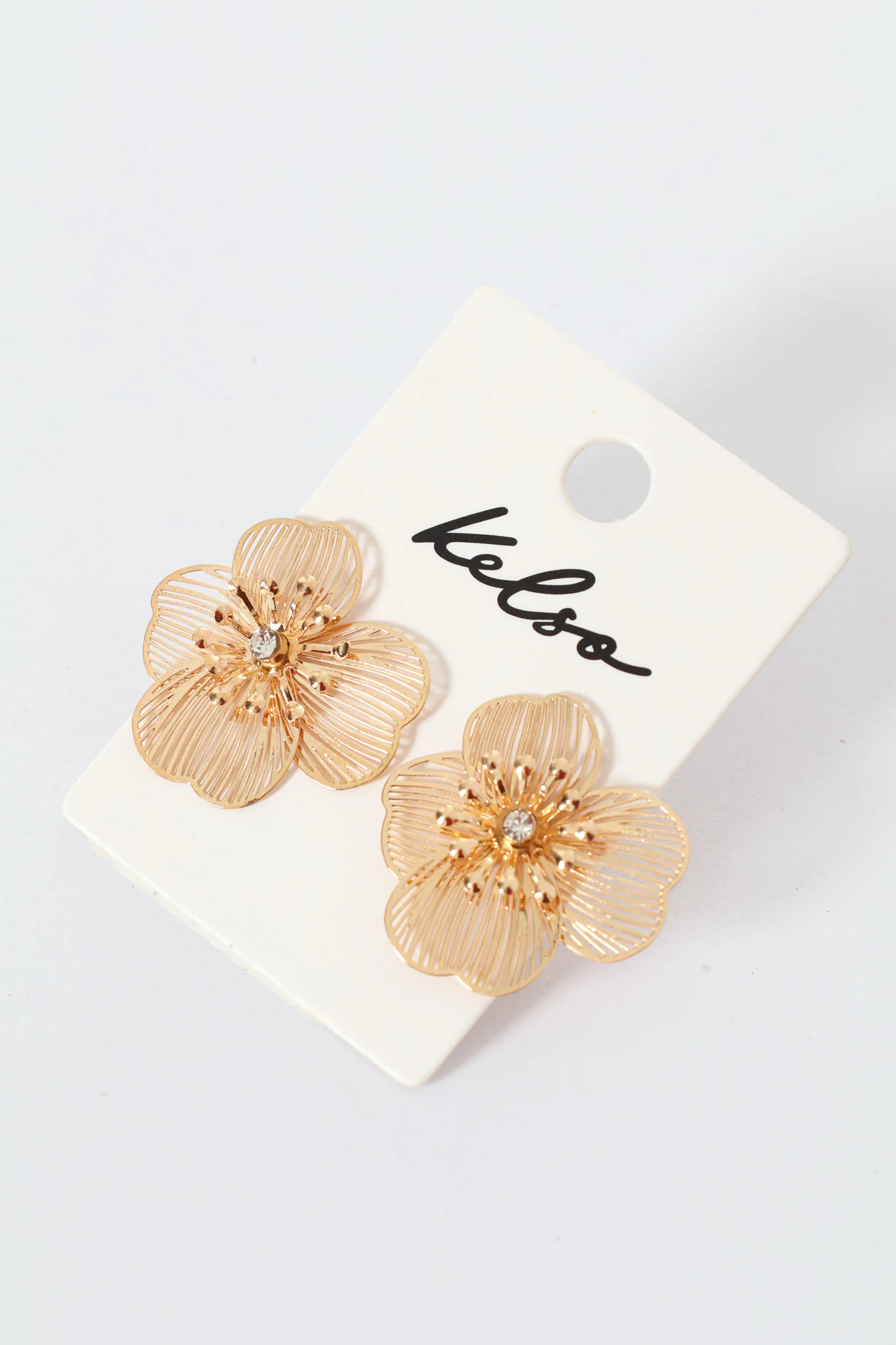 Floral Fashion Stud Earrings - Gold - Image 3