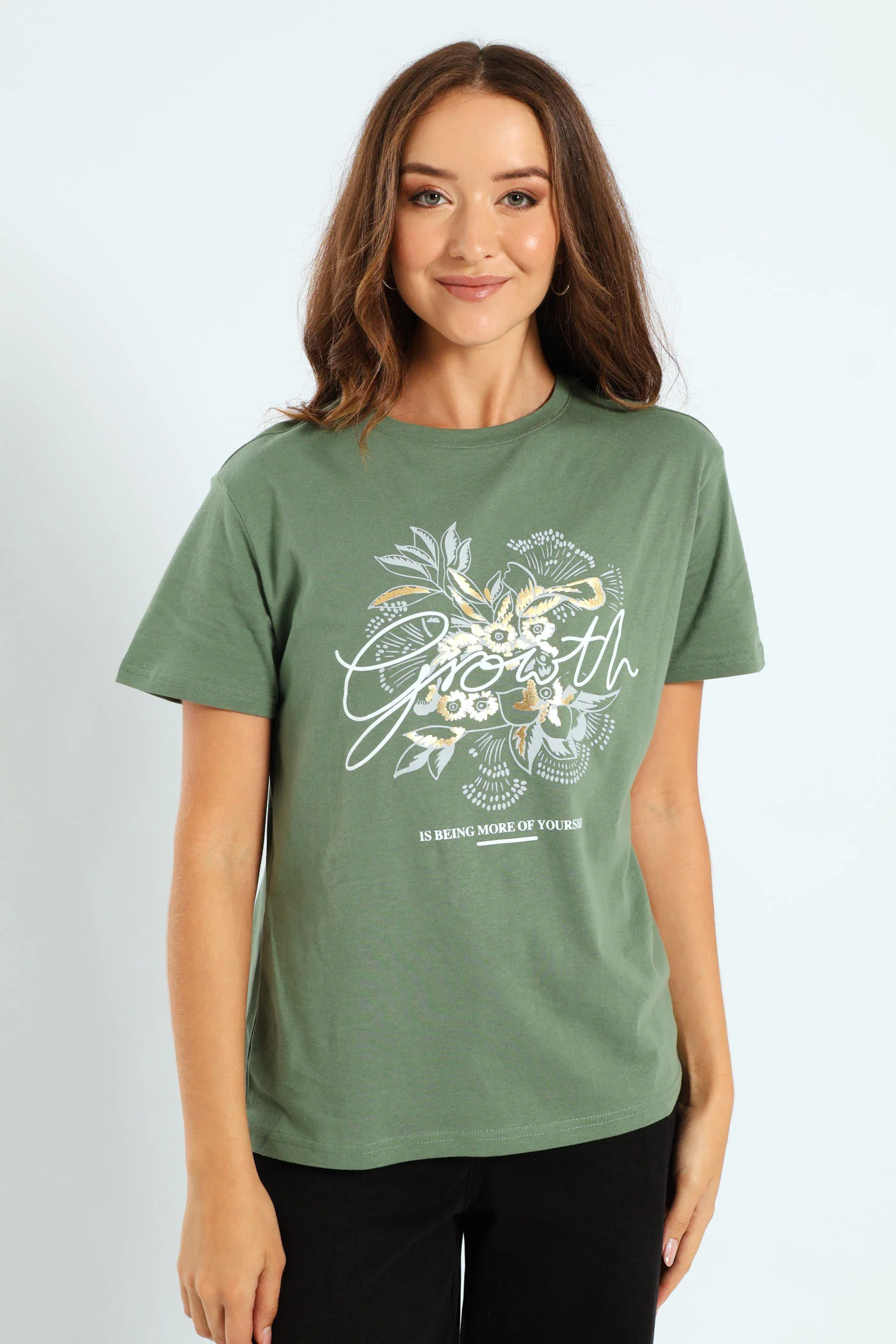 Floral Foil Growth Tee - Eucalyptus Green - Image 3