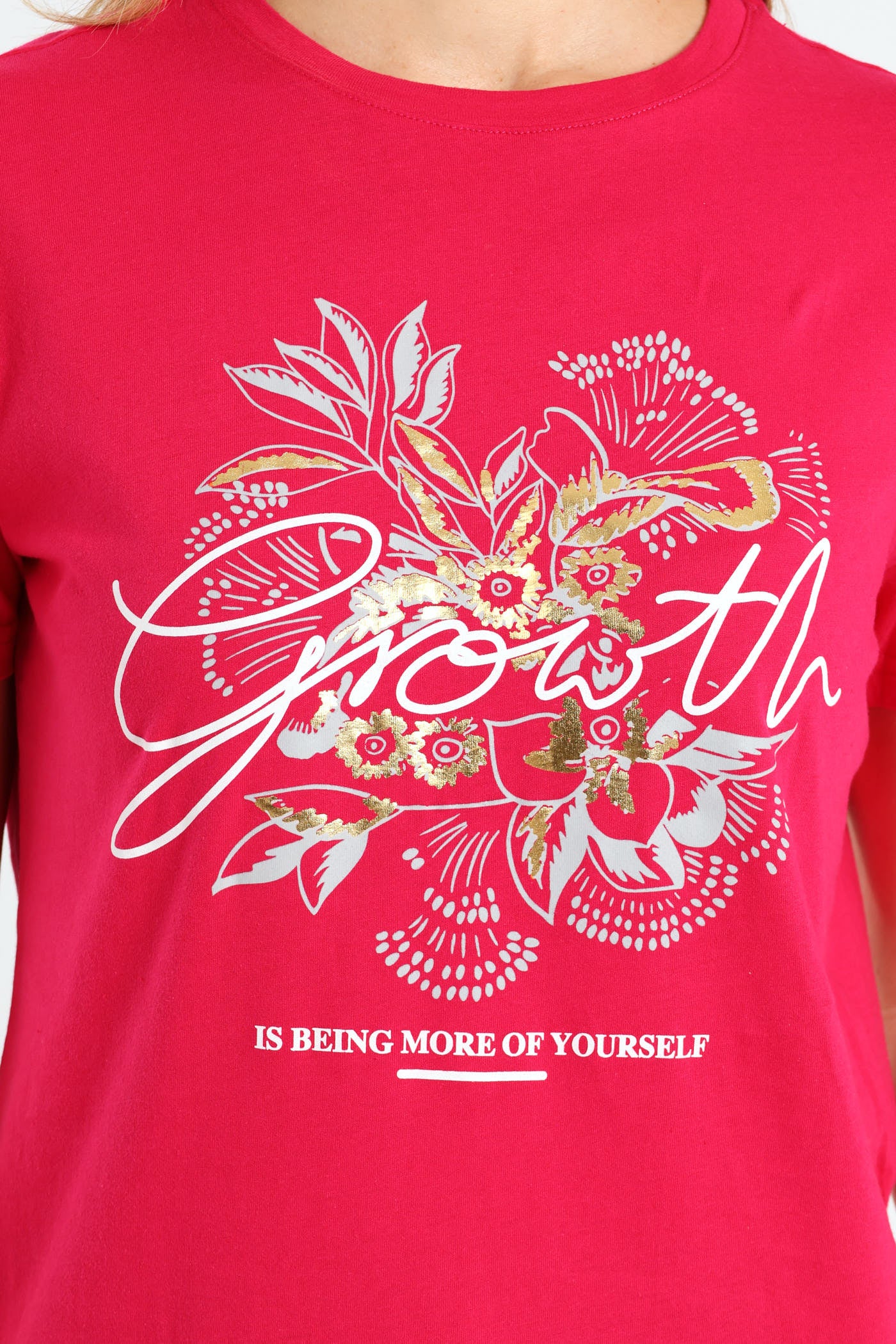 Floral Foil Growth Tee - Magenta - Image 4