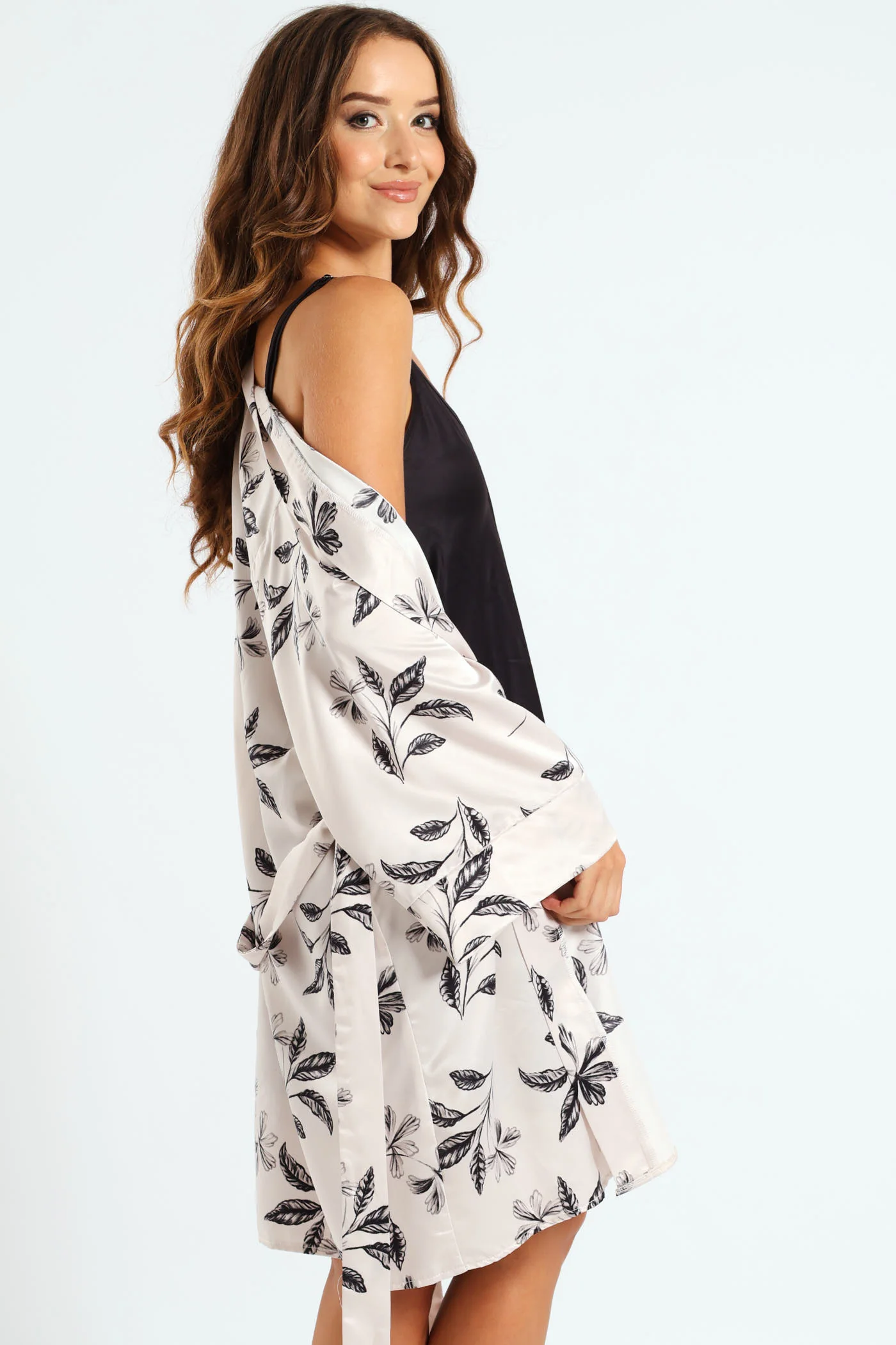 Floral Gown & Chemise - Grey - Image 3