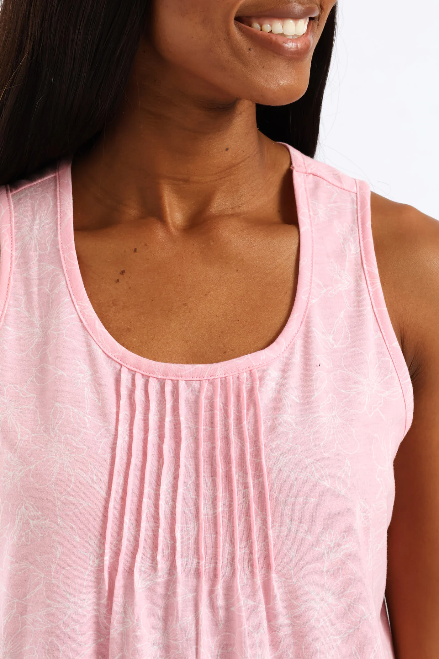 Floral Line Knit Sleepshirt - Pink - Image 2