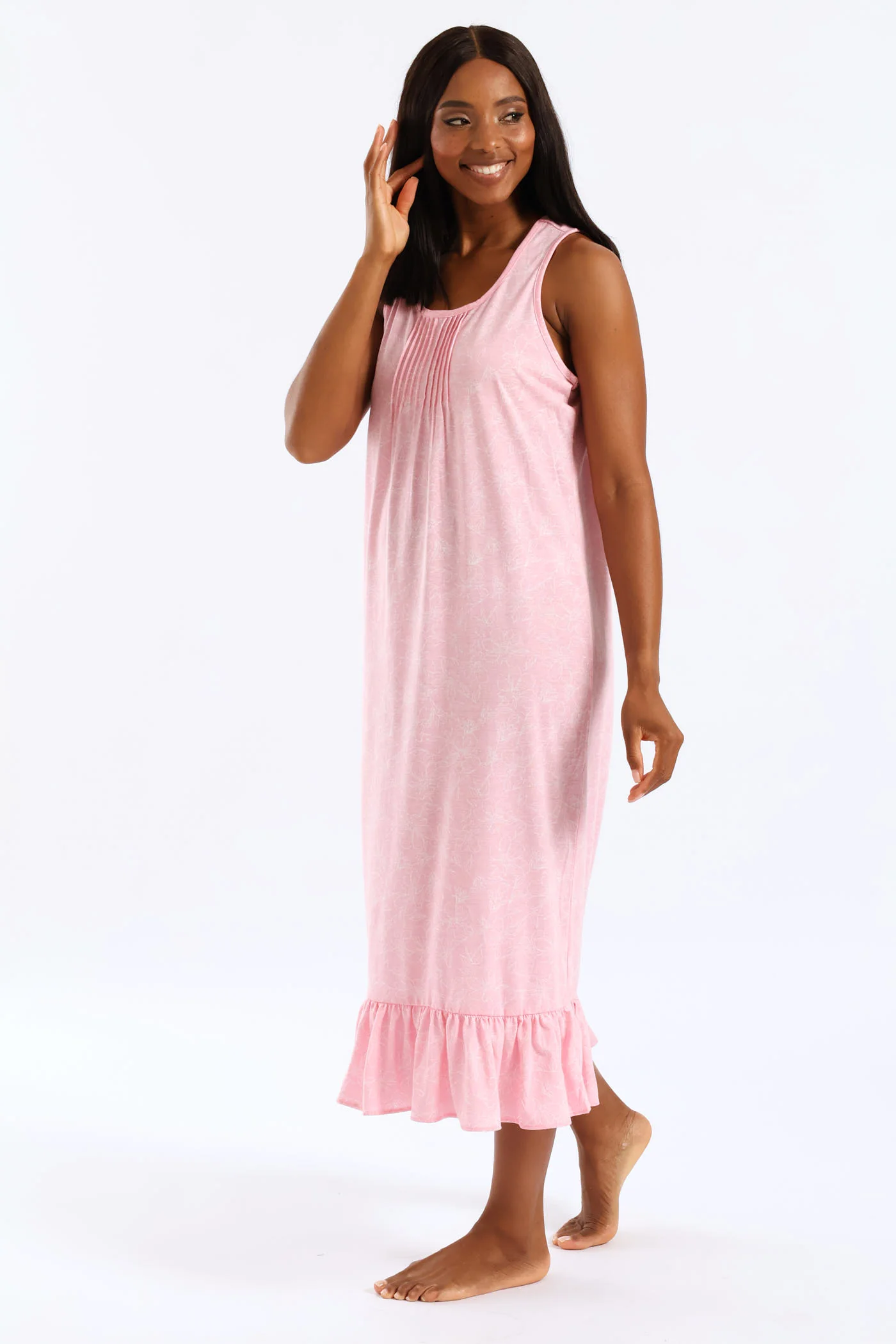 Floral Line Knit Sleepshirt - Pink - Image 3