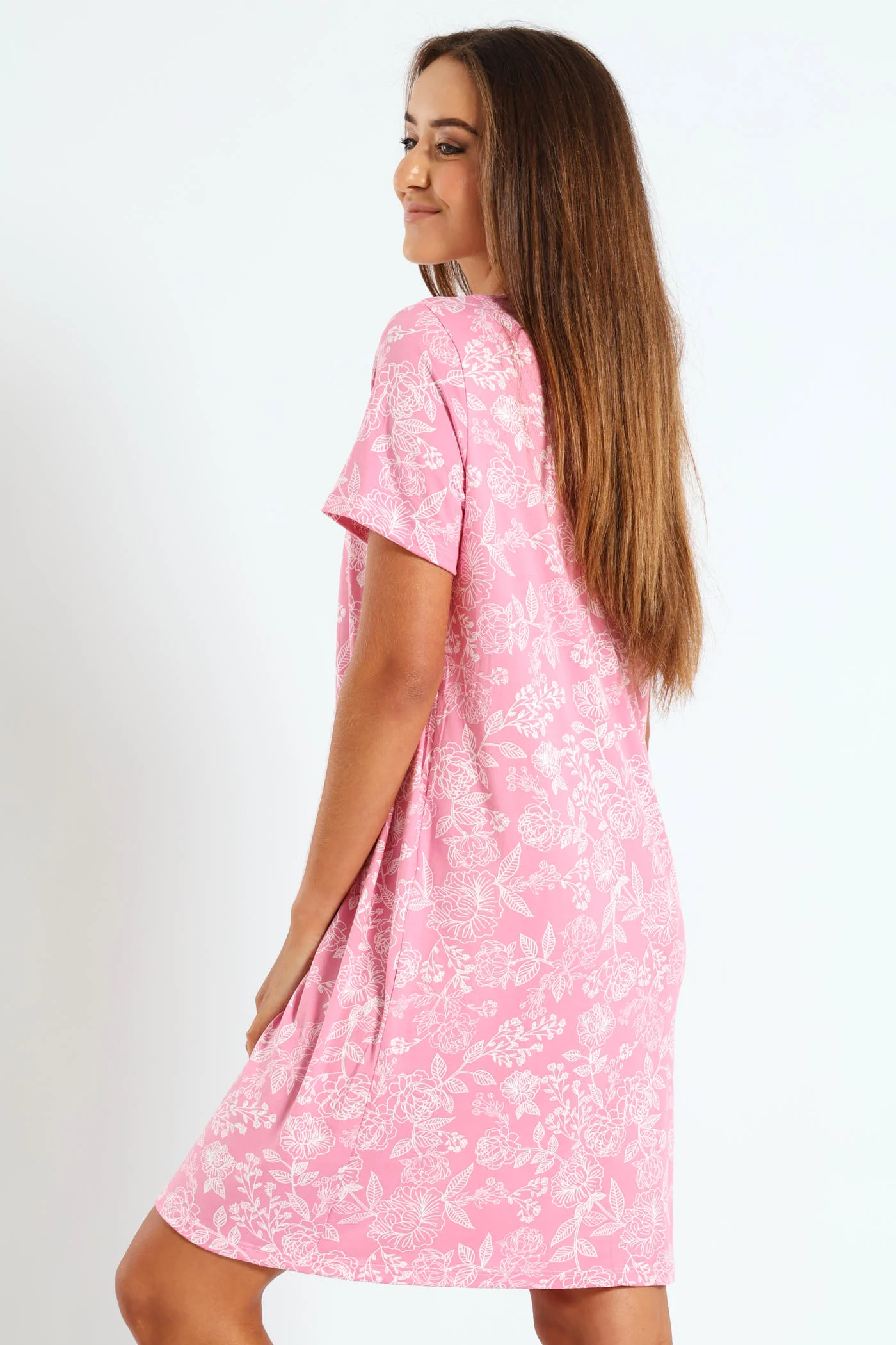 Floral Line Nighty - Pink - Image 2