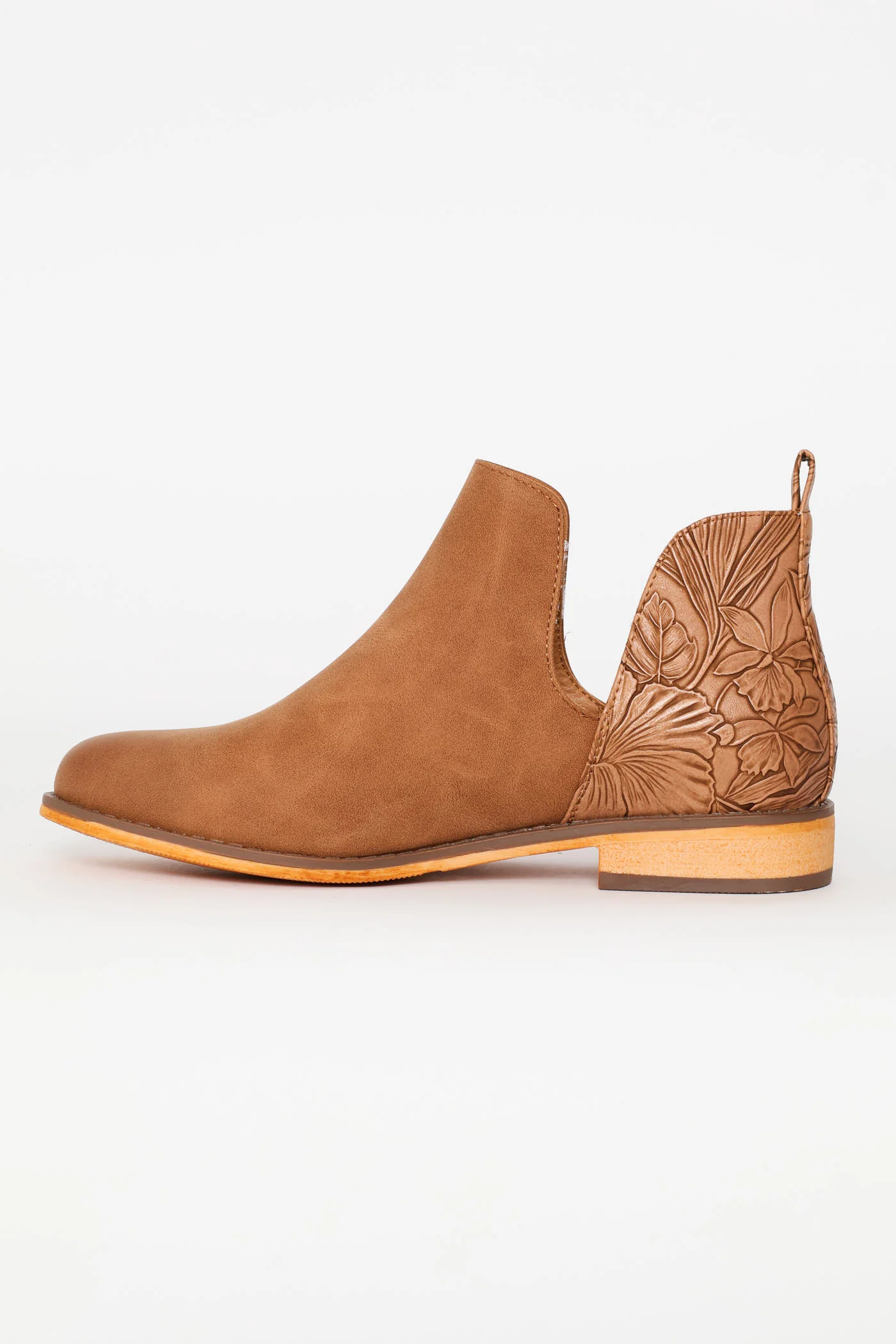 Floral Print Ankle Boot - Tan - Image 3