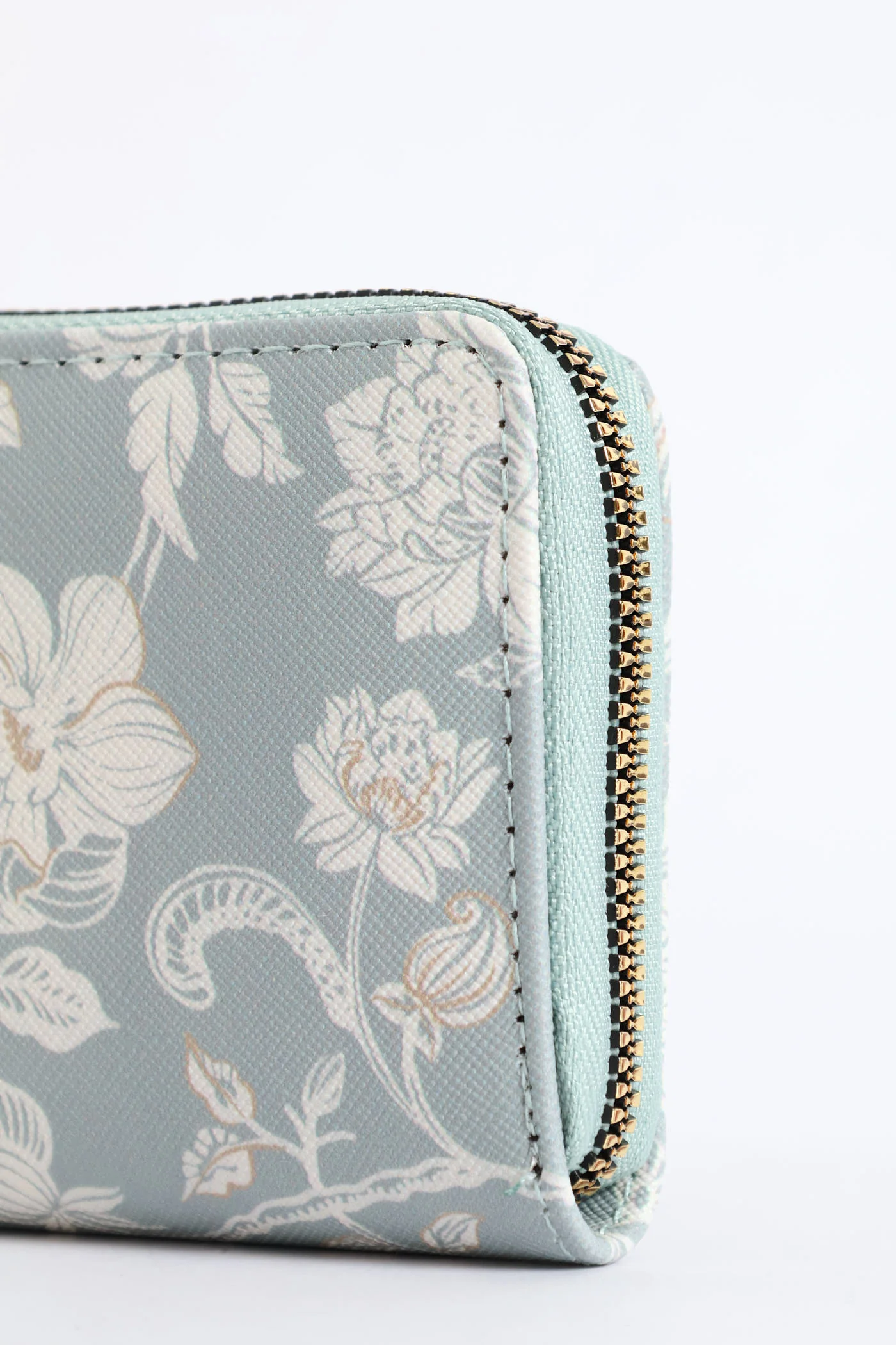 Floral Print Zip Around Purse - Sage - Image 2
