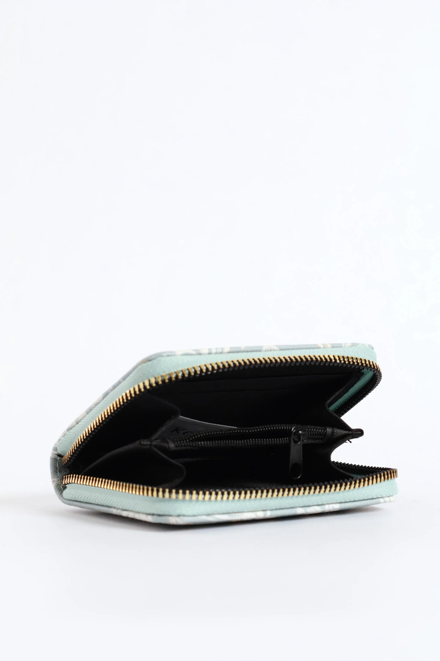 Floral Print Zip Around Purse - Sage - Image 3