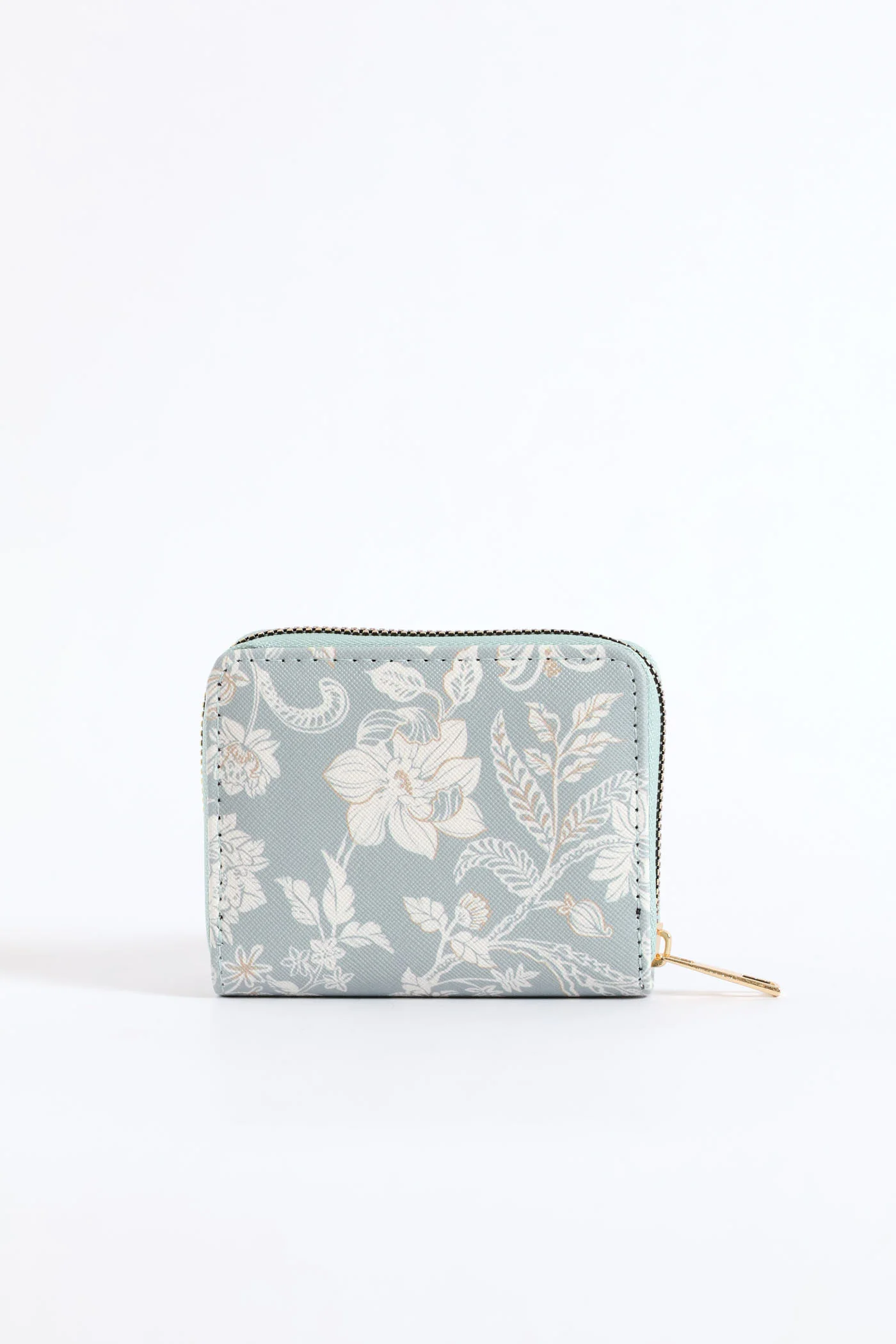 Floral Print Zip Around Purse - Sage - Image 4