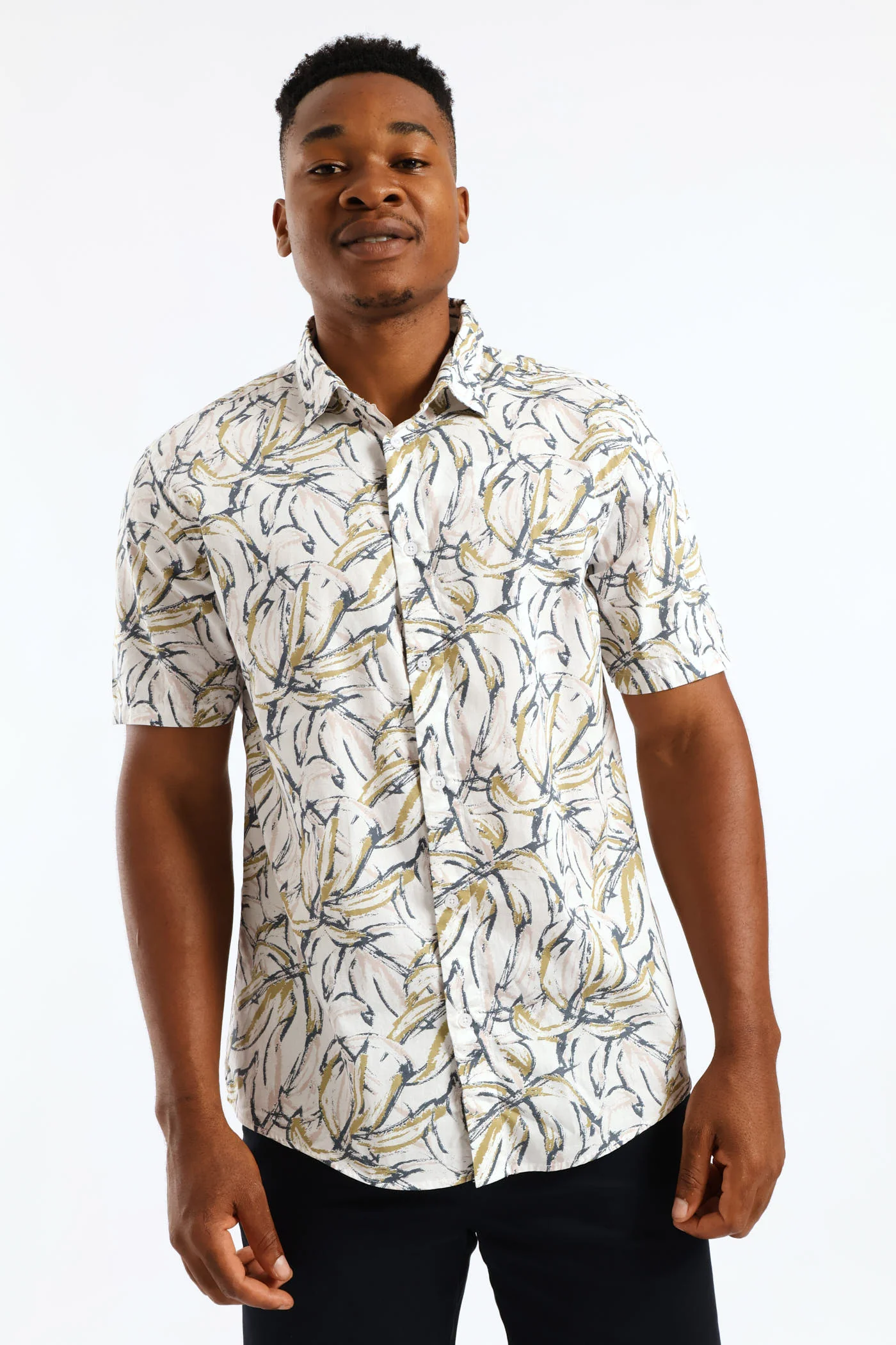 Floral Regular Shirt - White/Khaki - Image 2