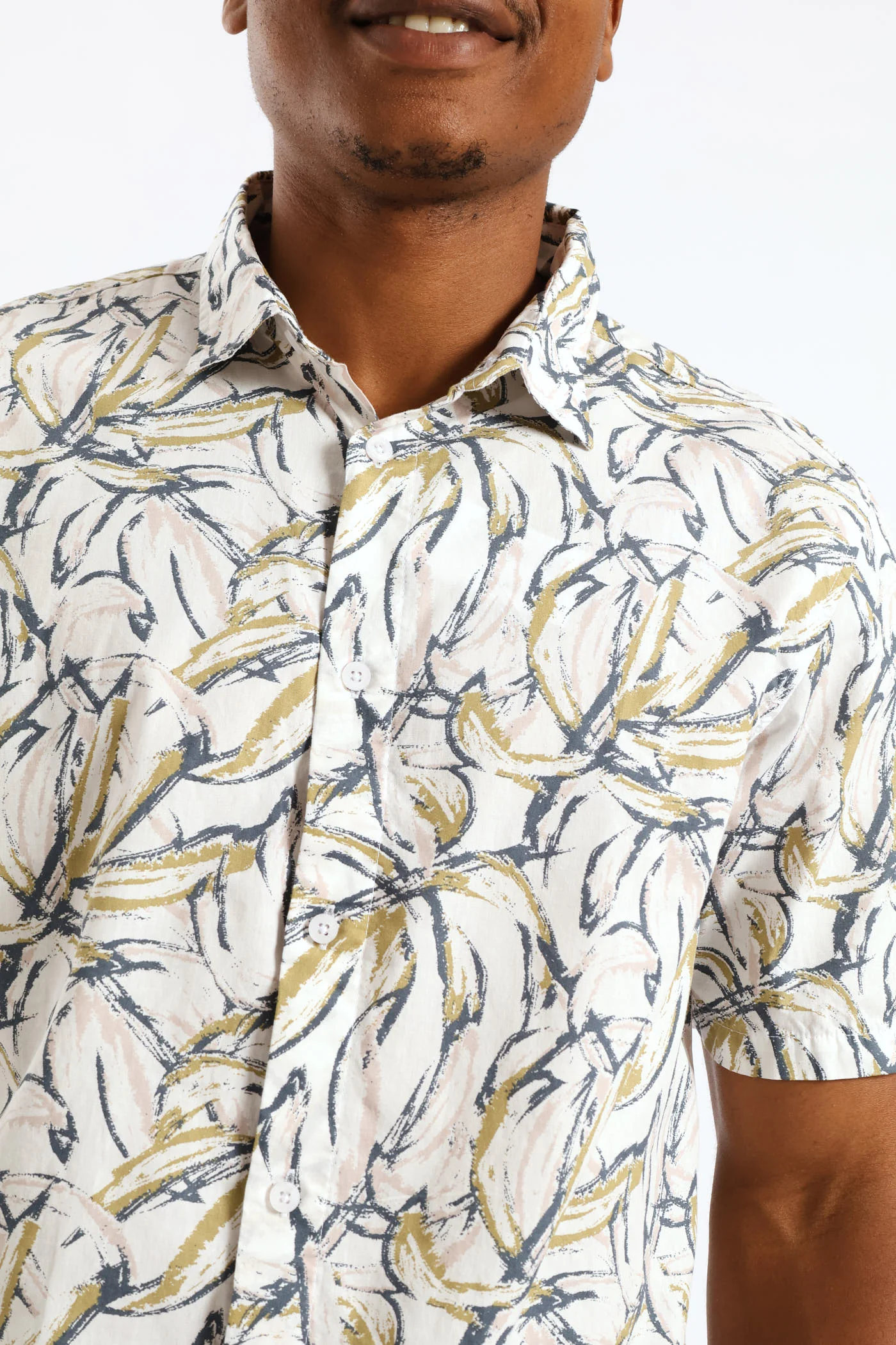 Floral Regular Shirt - White/Khaki - Image 5