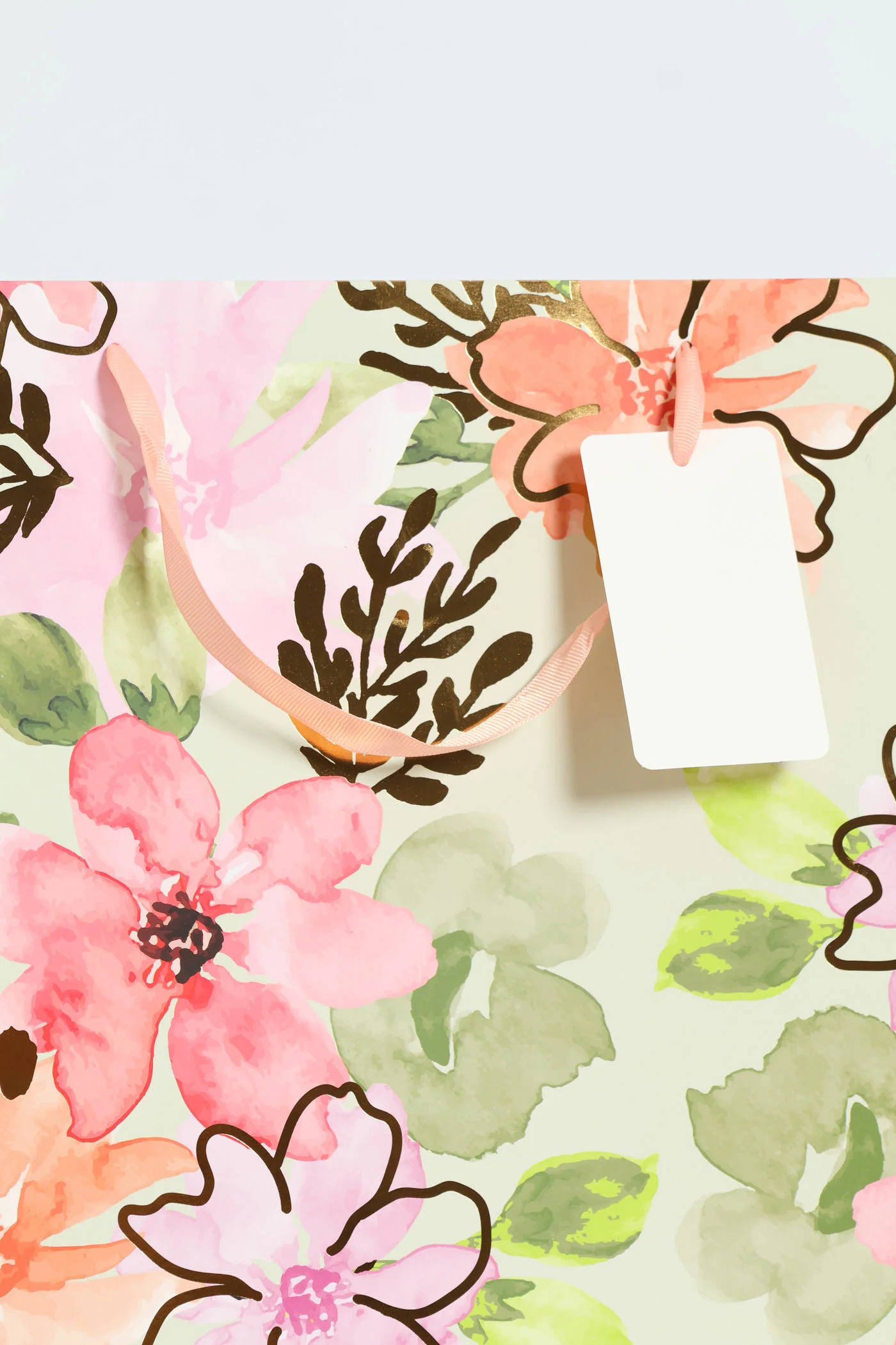 Large Floral Watercolour Gift Bag - Sage - Image 2
