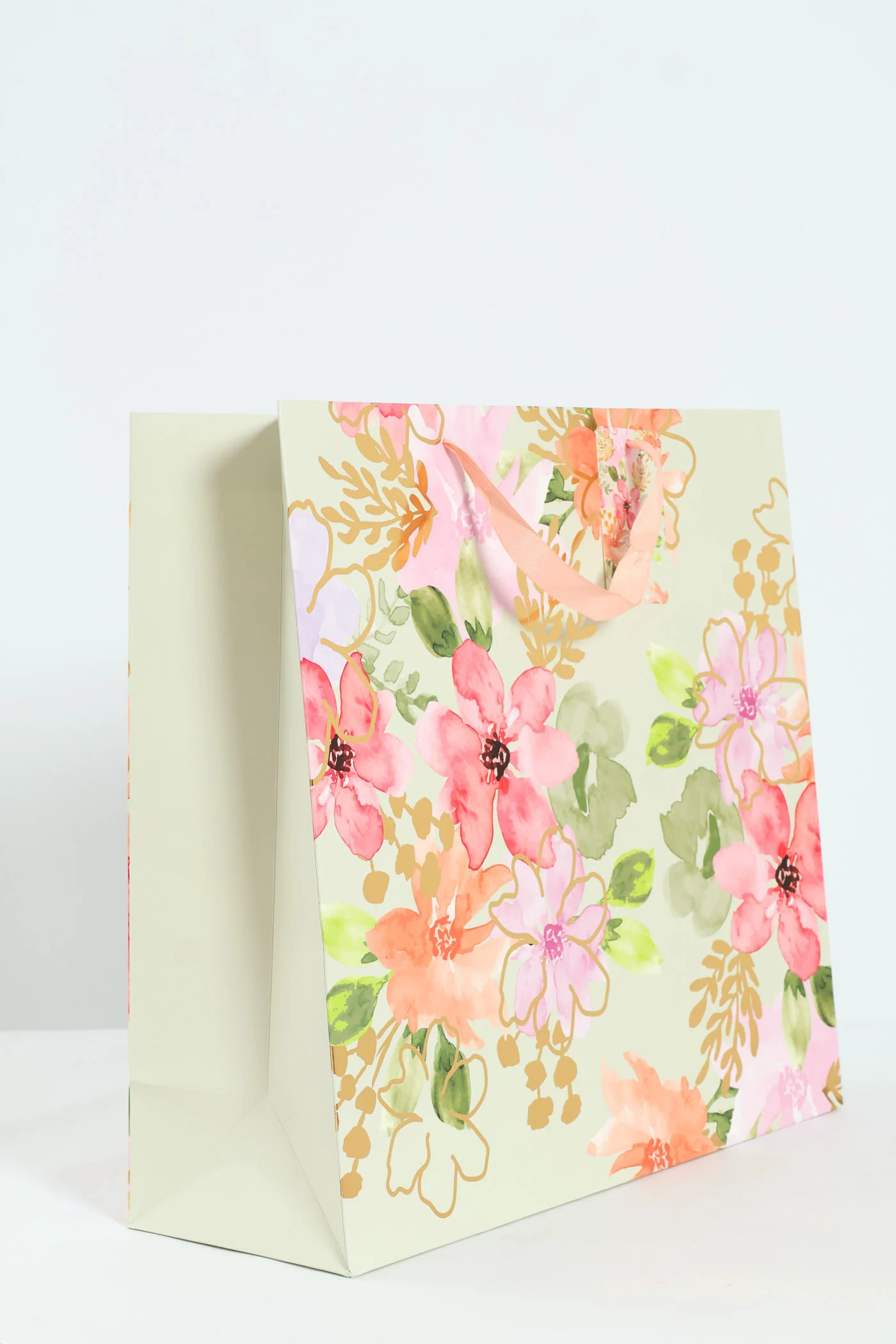 Large Floral Watercolour Gift Bag - Sage - Image 3
