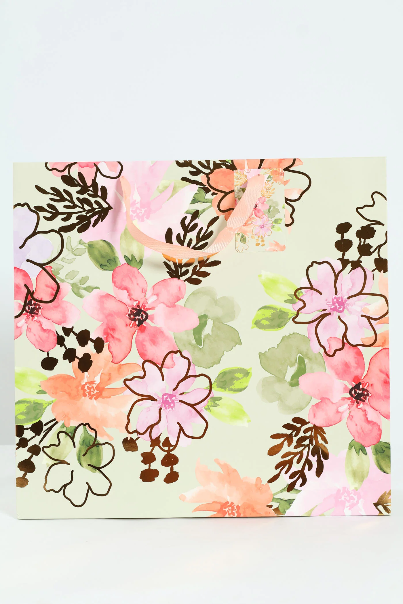 Large Floral Watercolour Gift Bag - Sage - Image 4