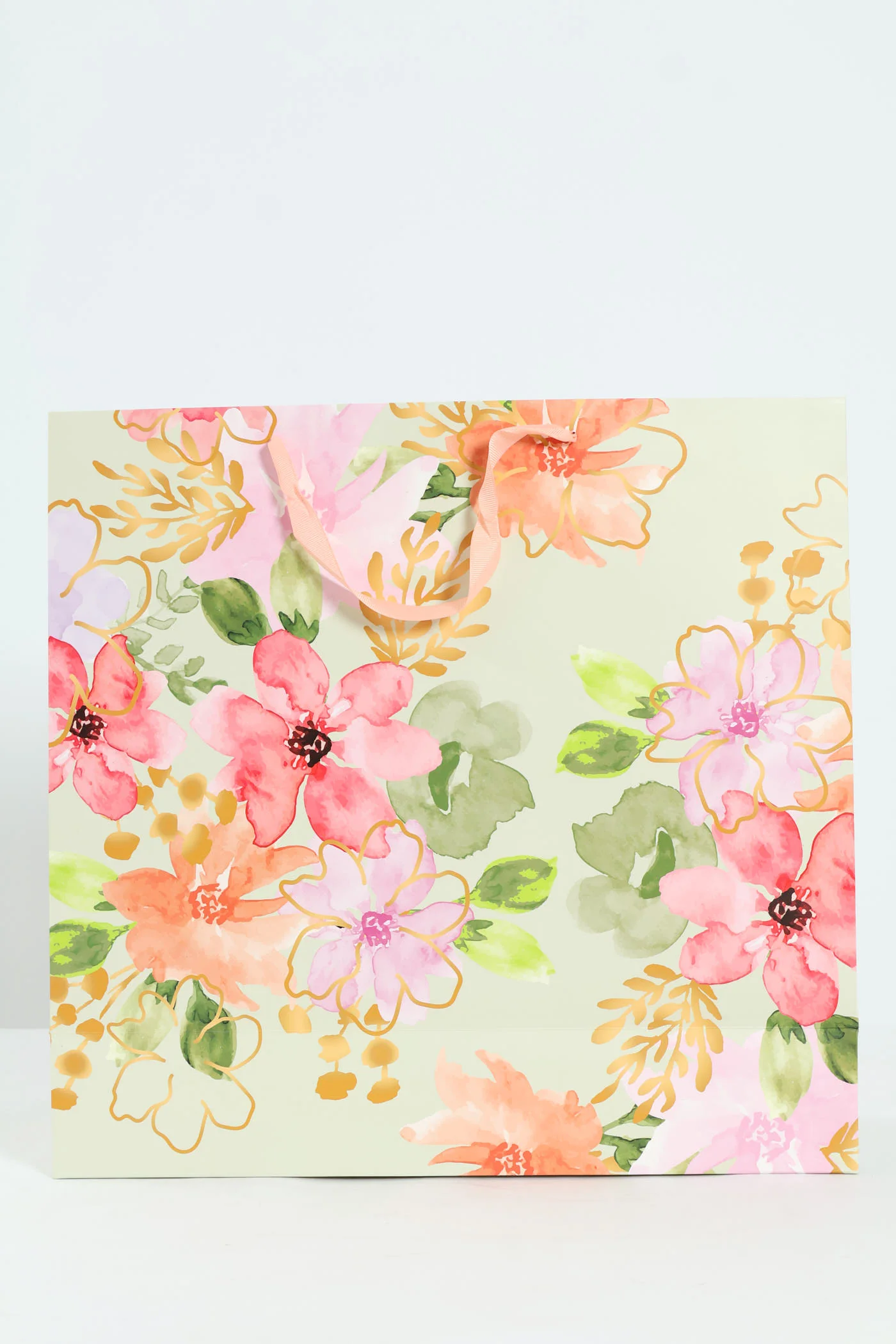 Large Floral Watercolour Gift Bag - Sage - Image 5