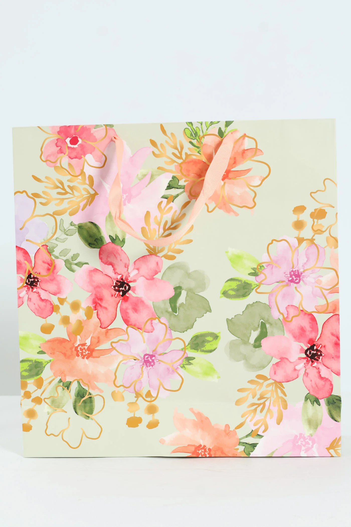 Medium Floral Watercolour Gift Bag - Sage - Image 3