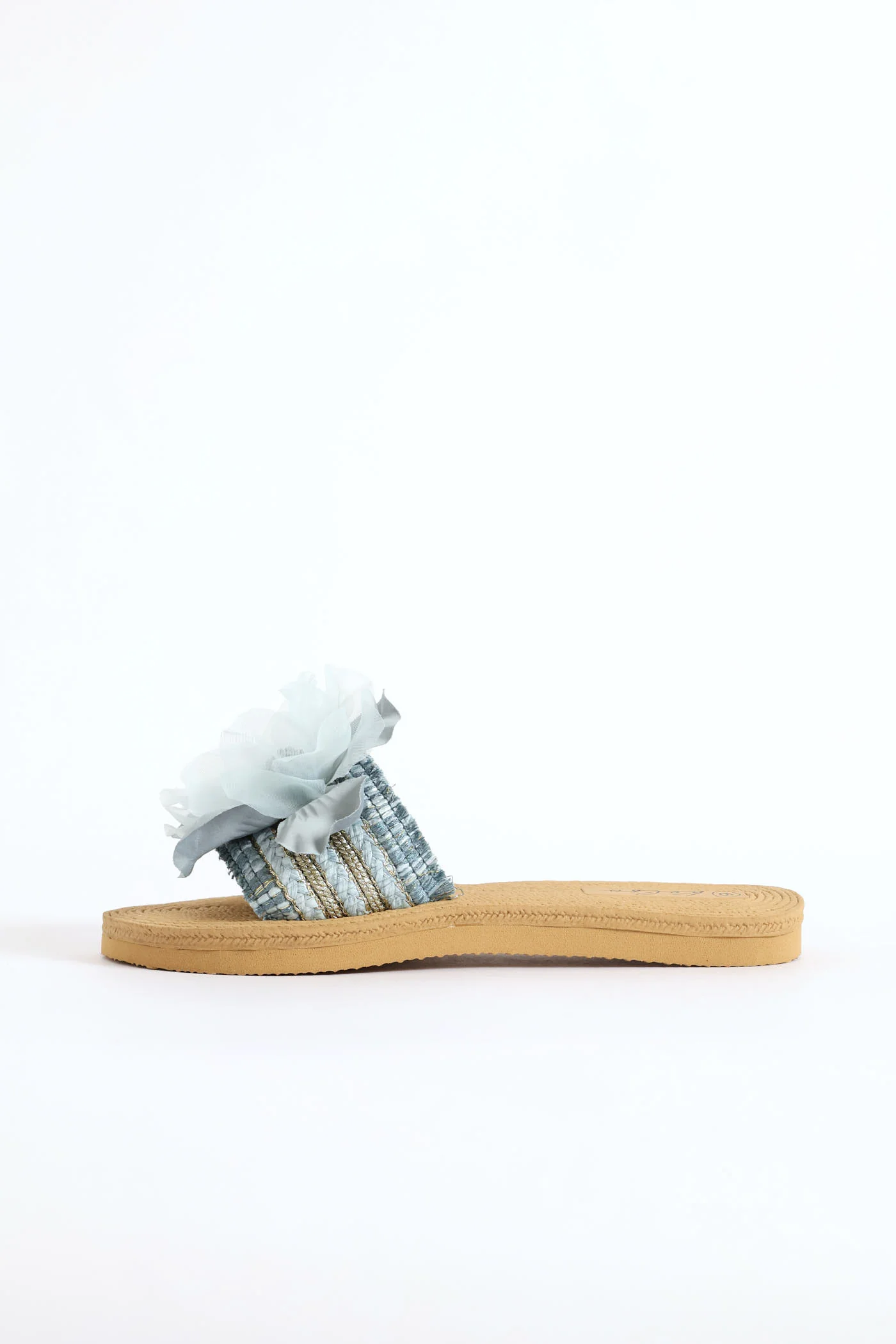 Floral Weave Single Band Mule Sandal - Blue - Image 2