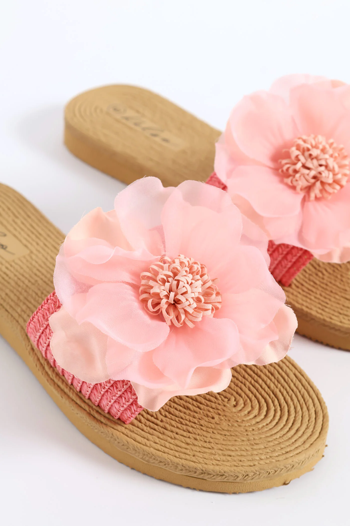Floral Weave Single Band Mule Sandal - Pink - Image 2