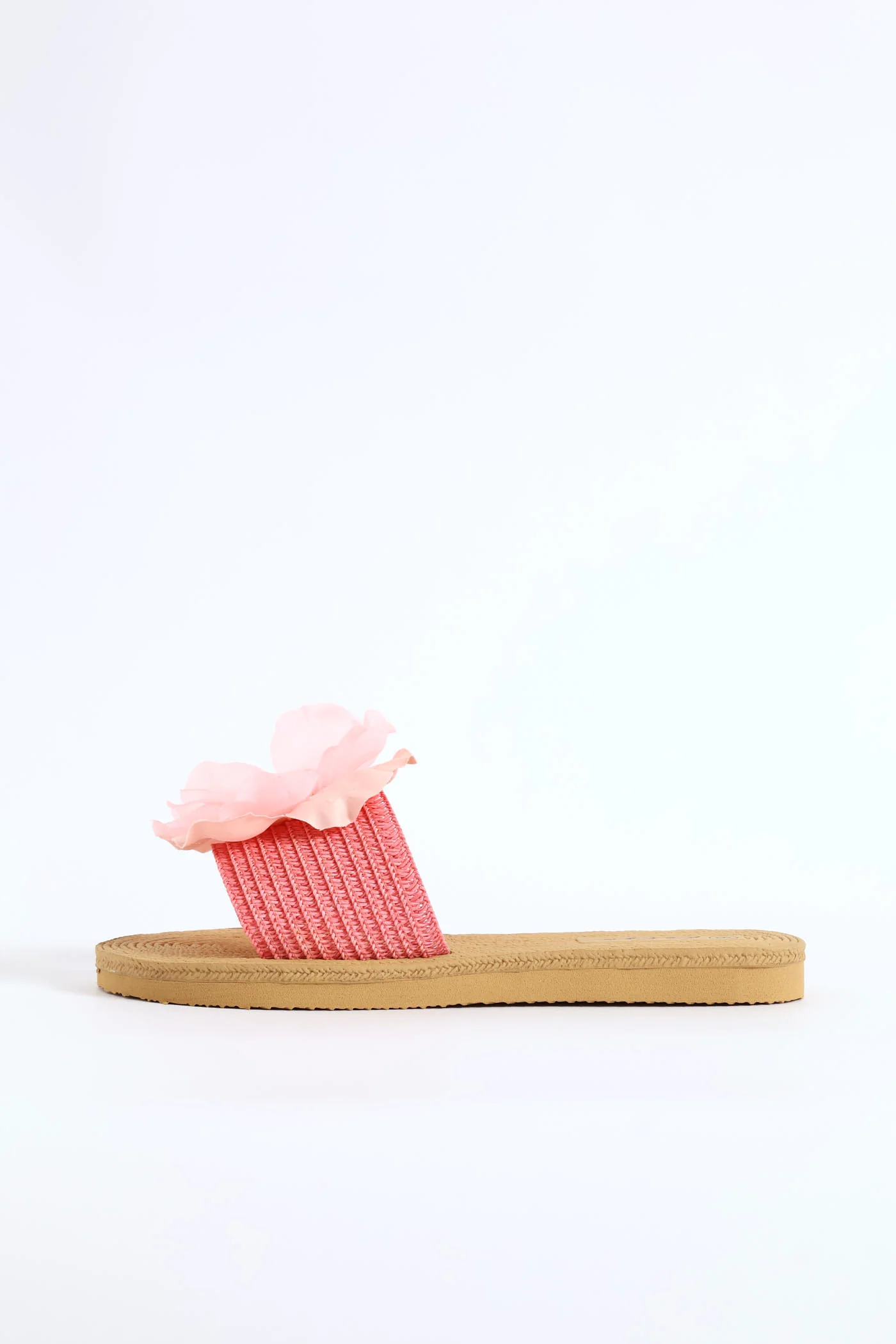 Floral Weave Single Band Mule Sandal - Pink - Image 4