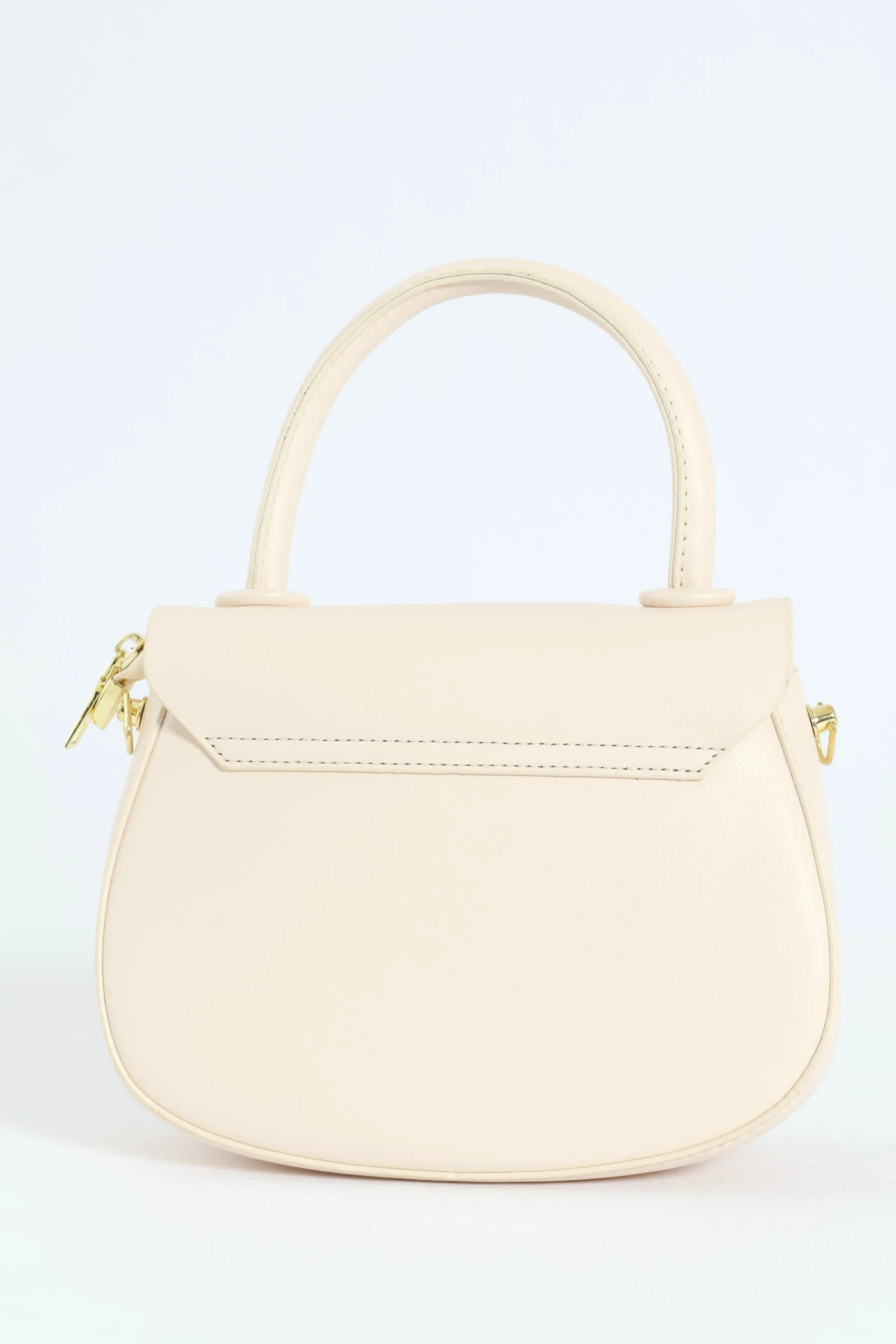 Florence Flap Bag With Top Handle - Beige - Image 8