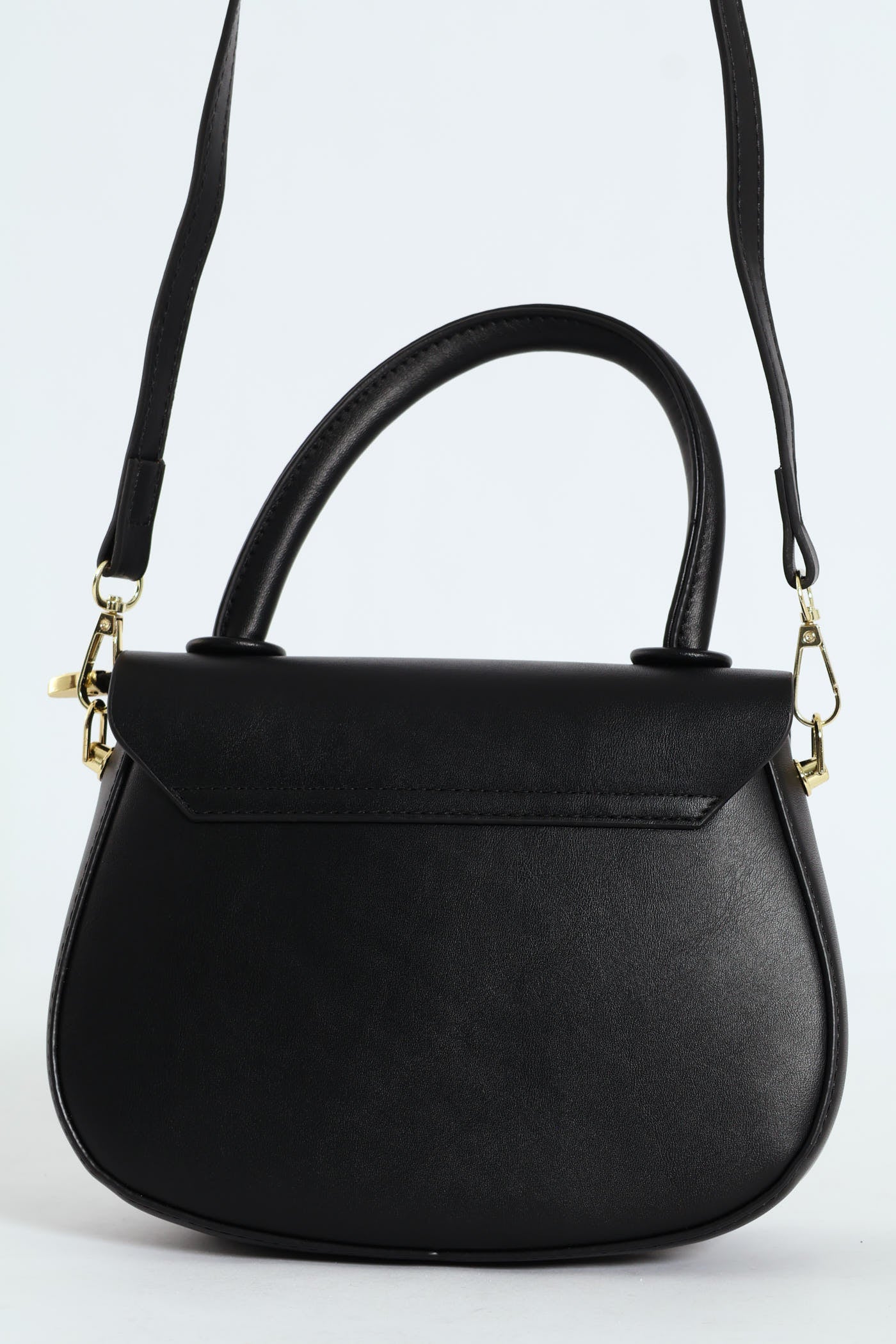 Florence Flap Bag With Top Handle - Black - Image 5