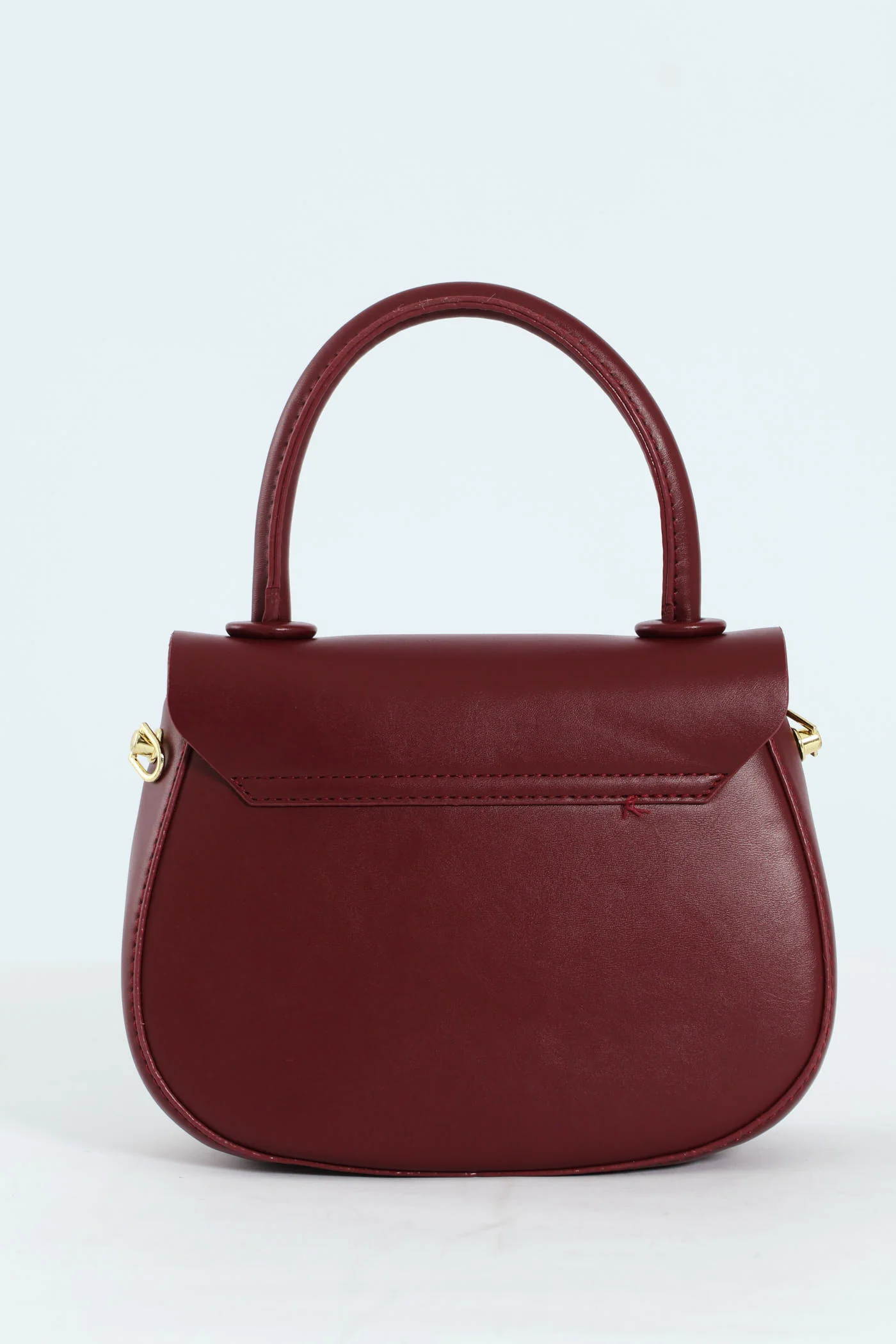 Florence Flap Bag With Top Handle - Burgundy - Image 3