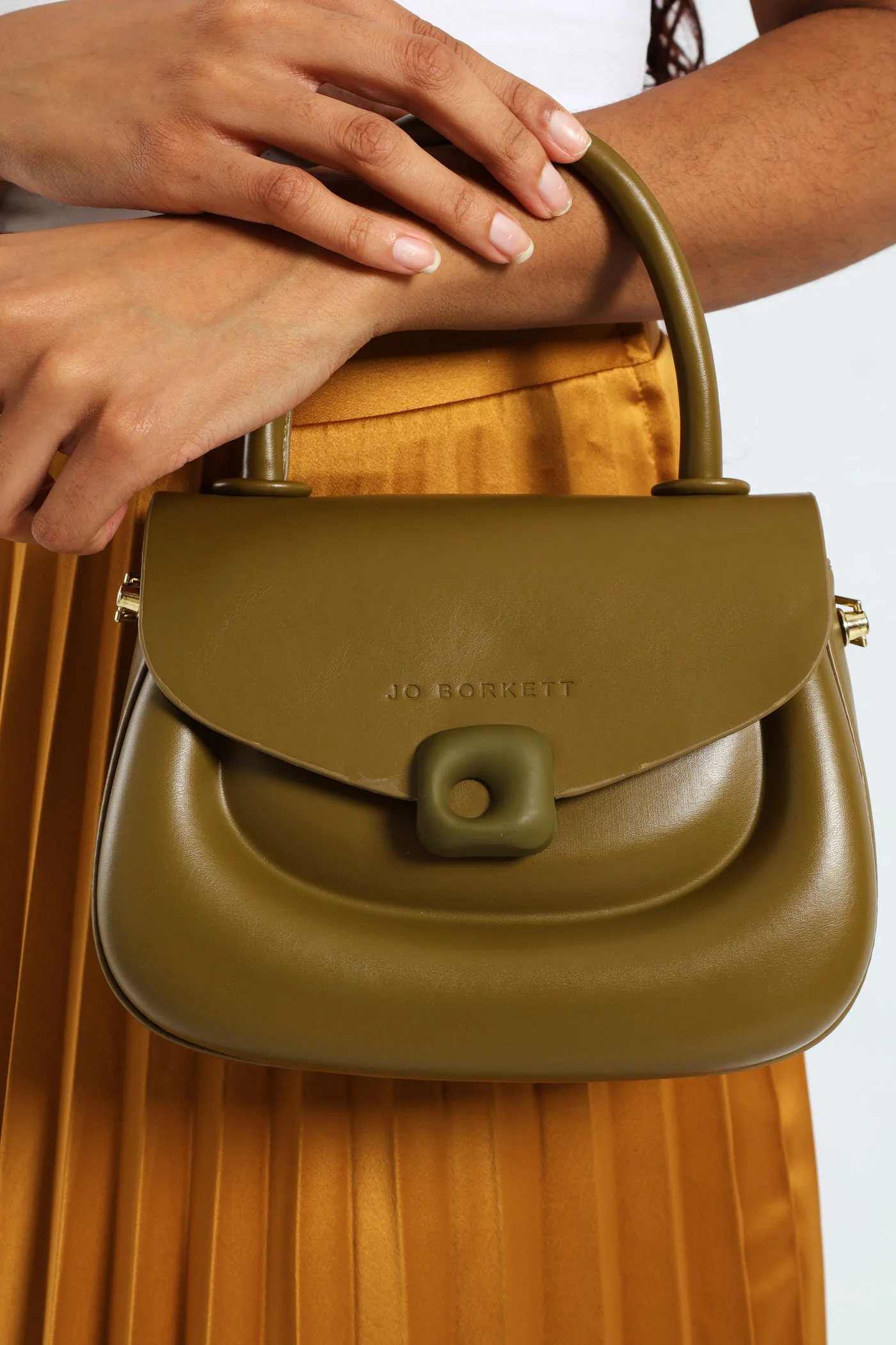Florence Flap Bag With Top Handle - Olive - Image 3