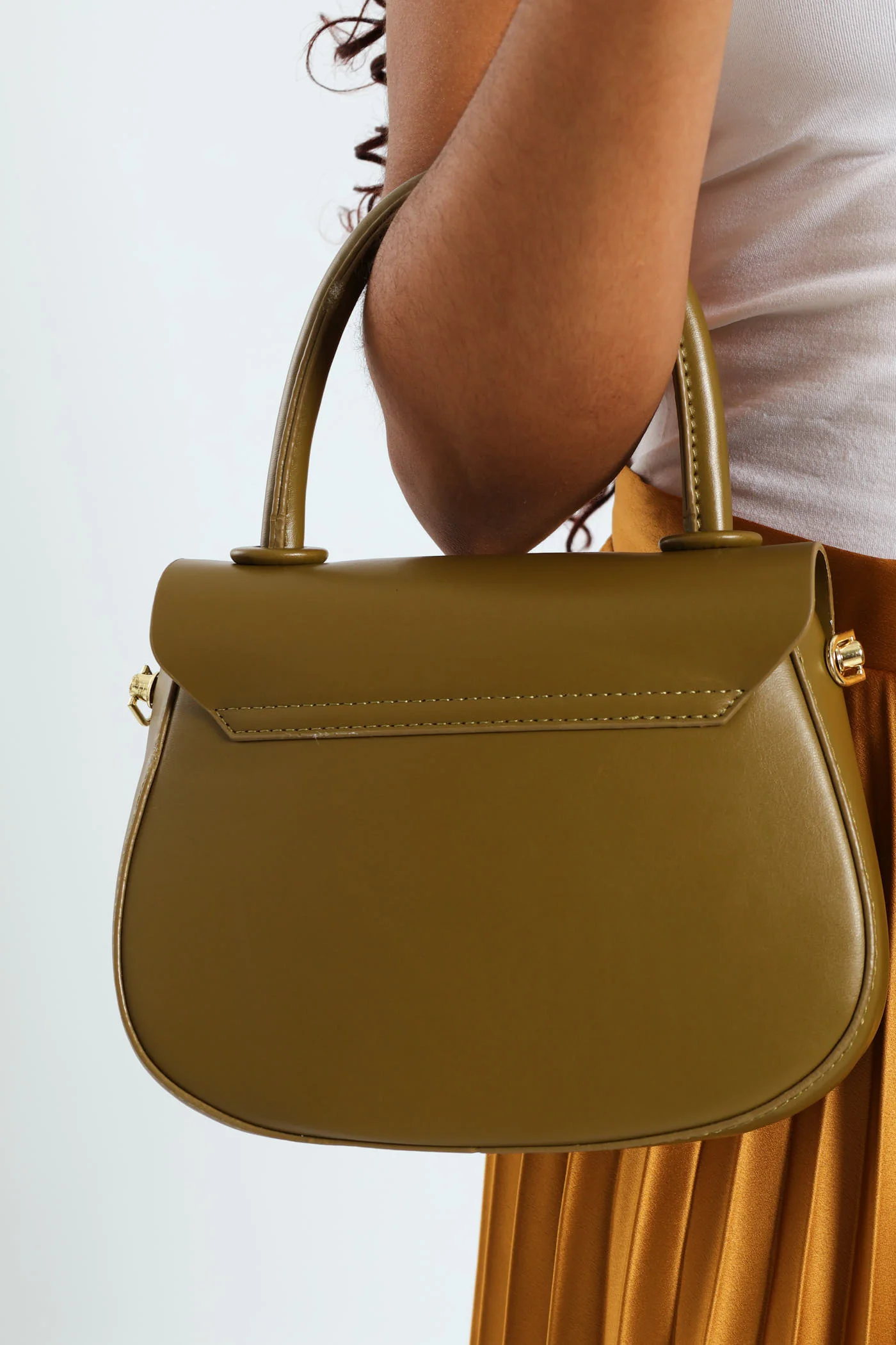 Florence Flap Bag With Top Handle - Olive - Image 4