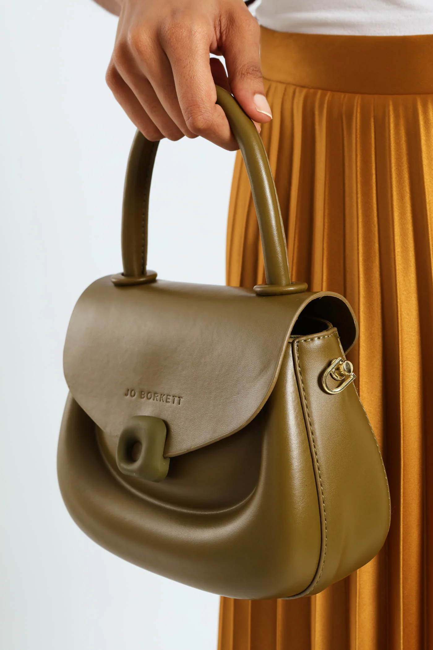 Florence Flap Bag With Top Handle - Olive - Image 5