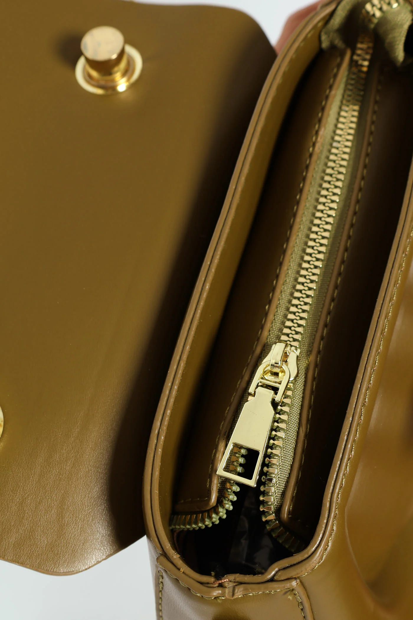 Florence Flap Bag With Top Handle - Olive - Image 6