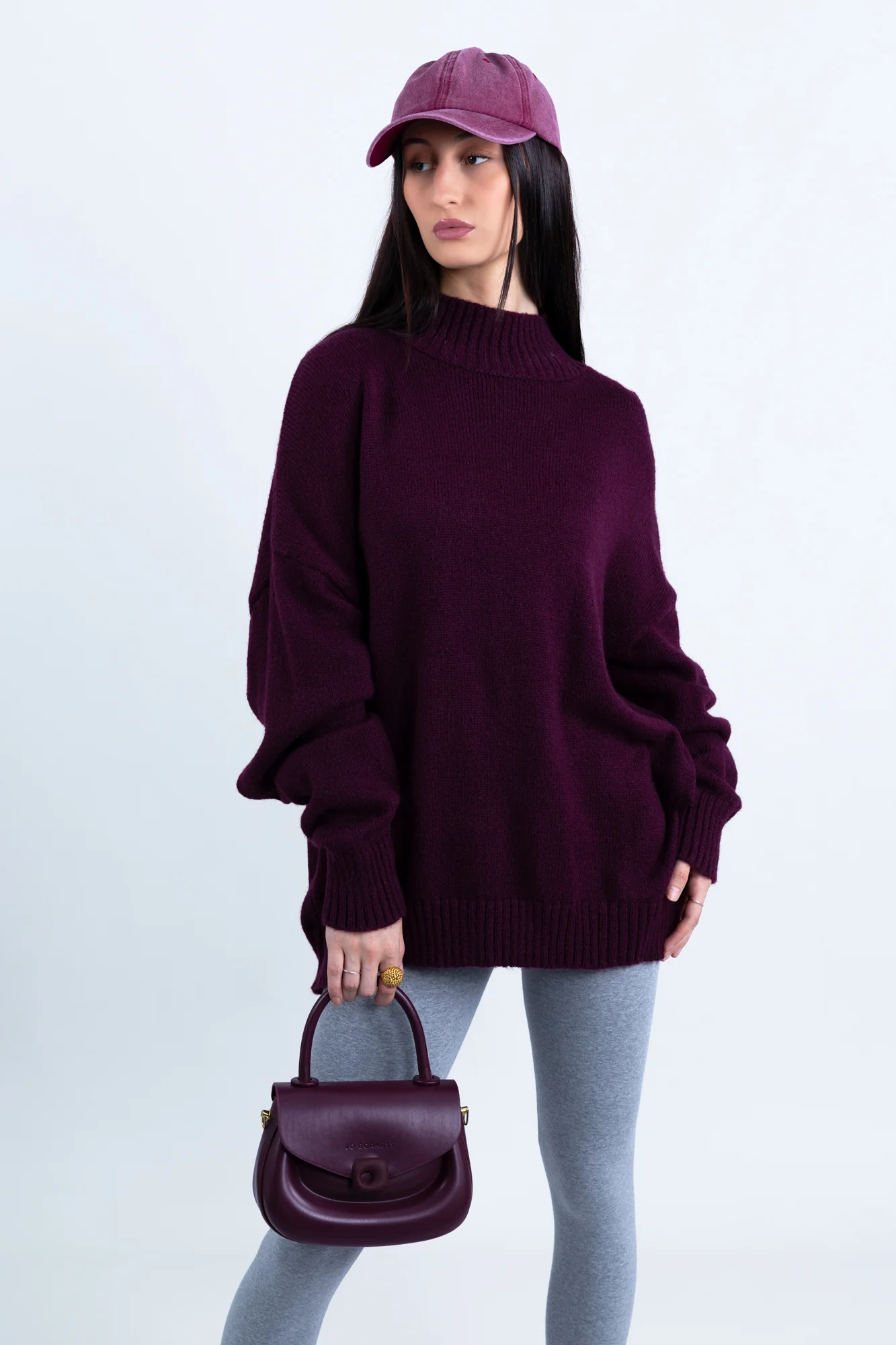 Florence Flap Bag With Top Handle - Plum - Image 3