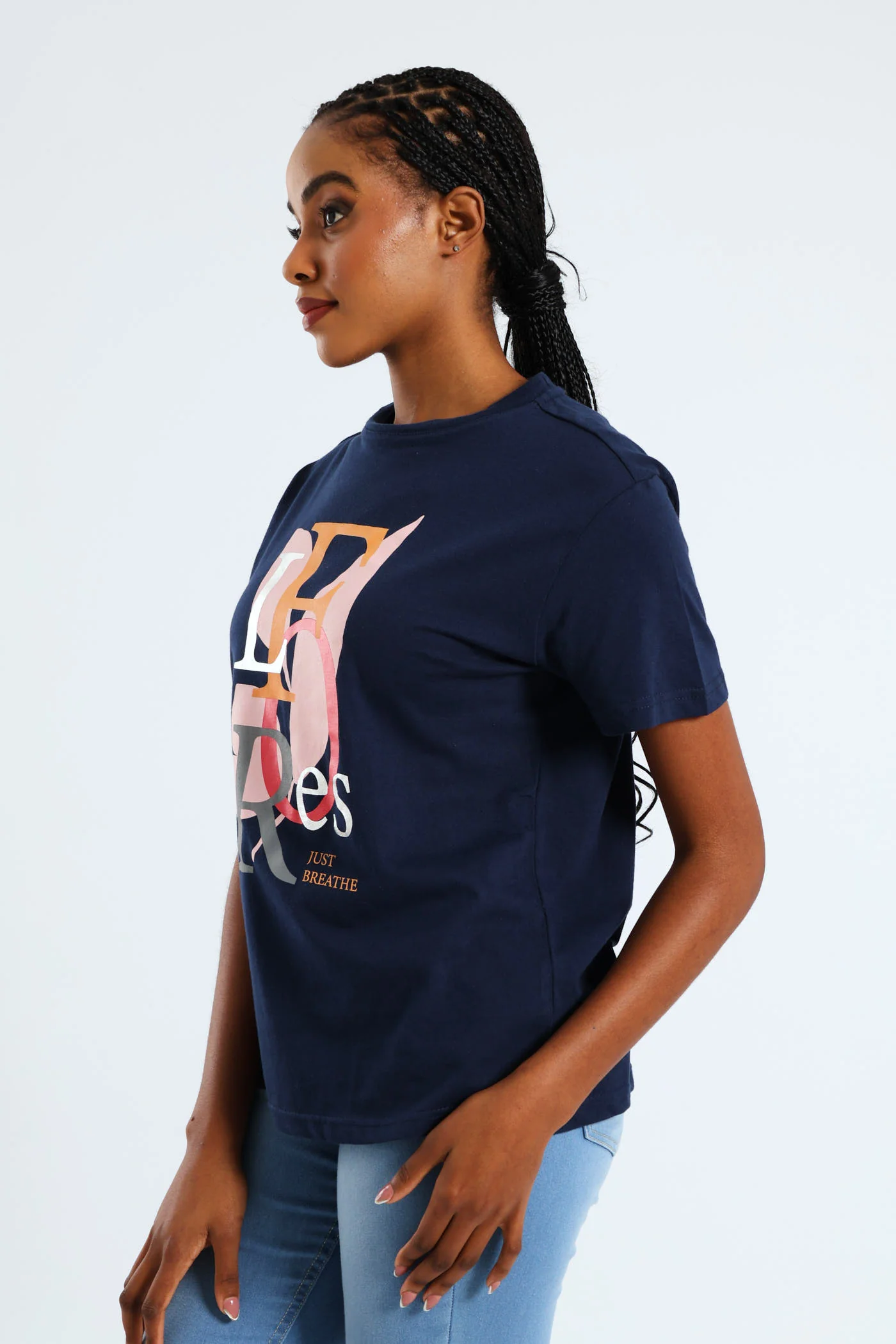 Flores Leaf Foil Tee - Navy - Image 3