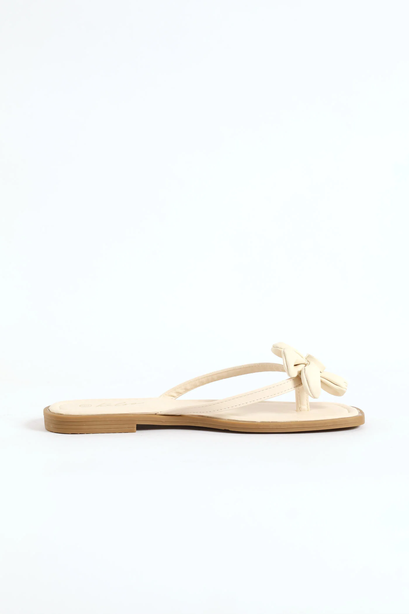 Flower Detail Thong Sandal - Off White - Image 3