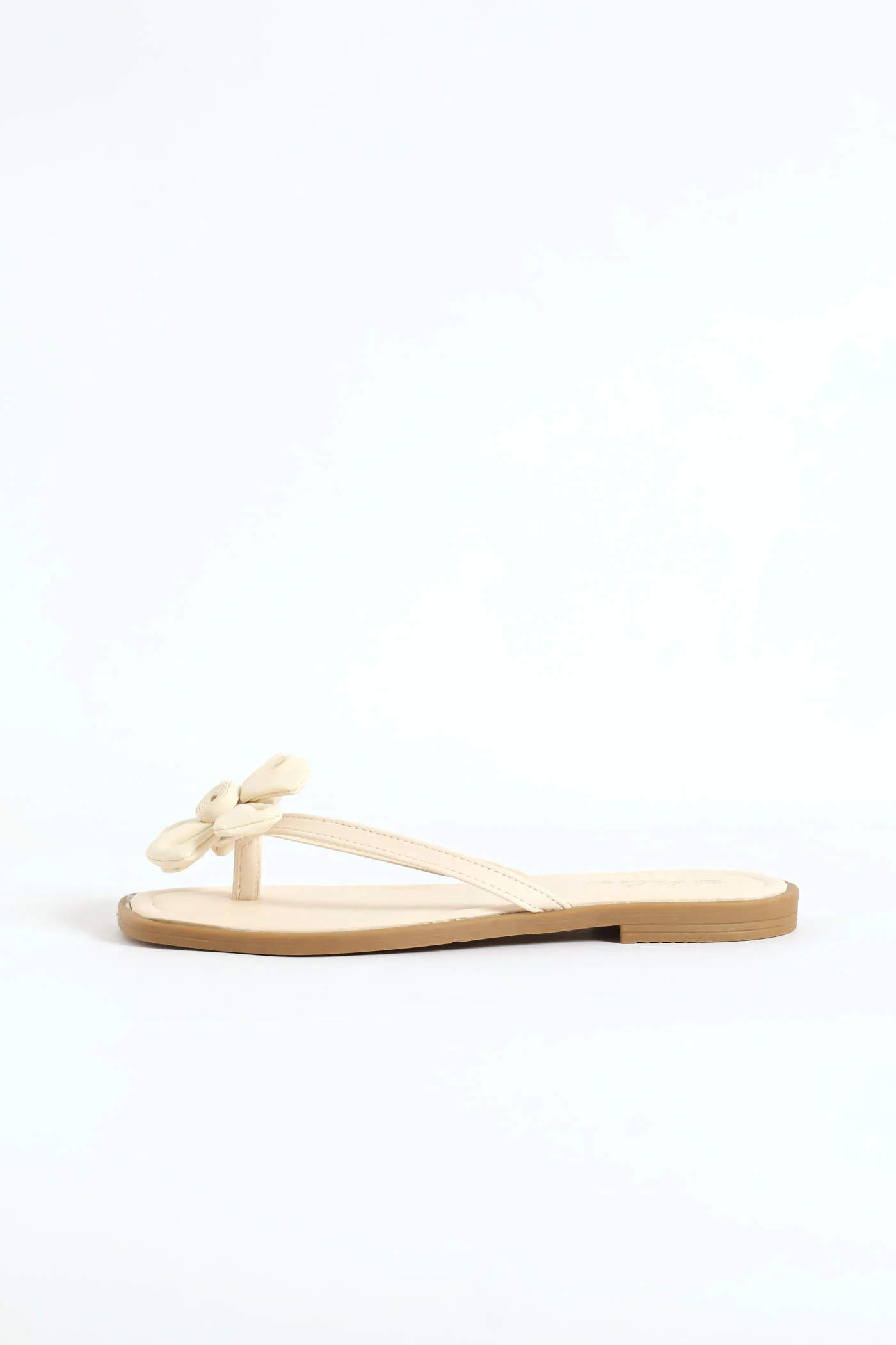 Flower Detail Thong Sandal - Off White - Image 4